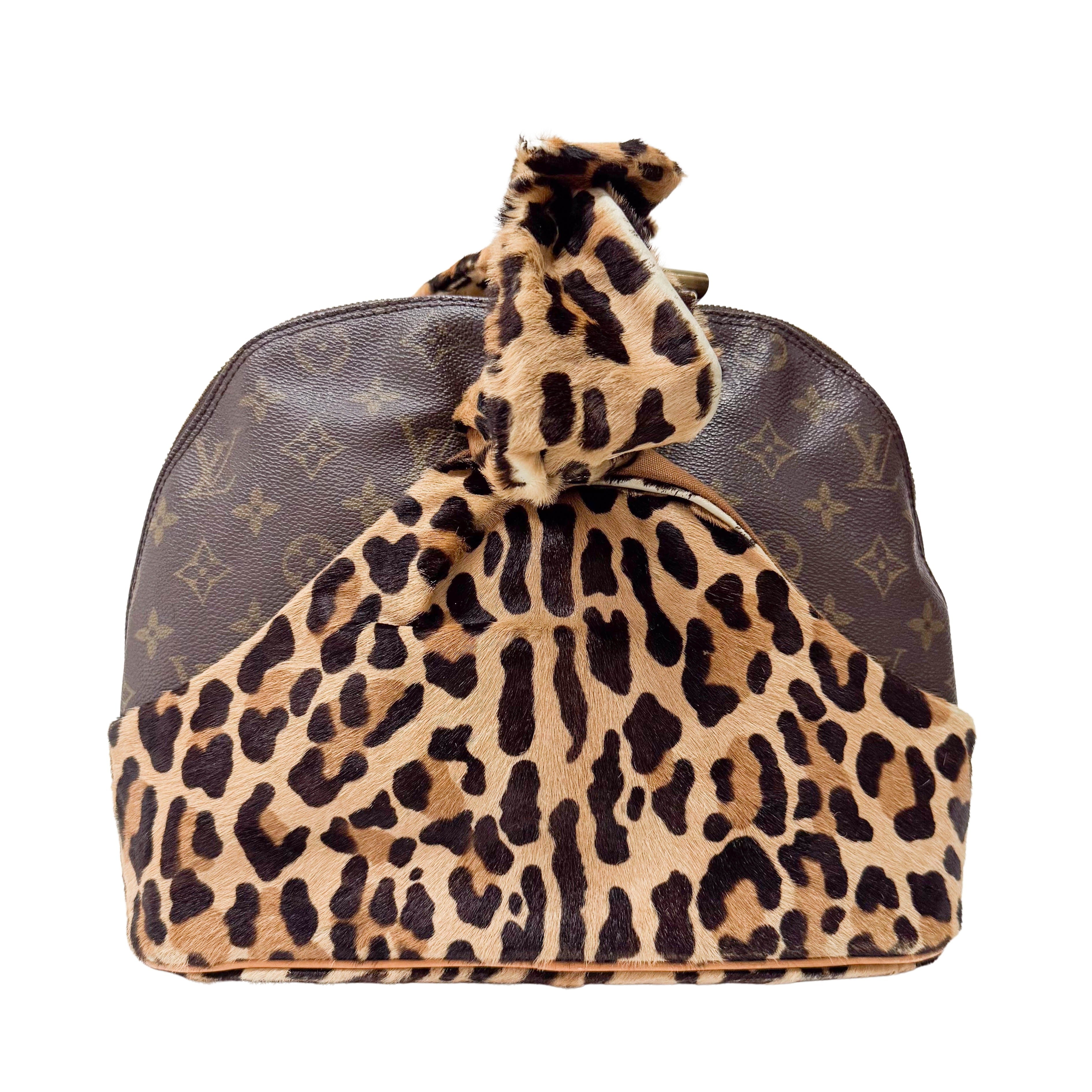 Monogram Leopard Print Pony Hair & Coated Canvas Shoulder Bag
