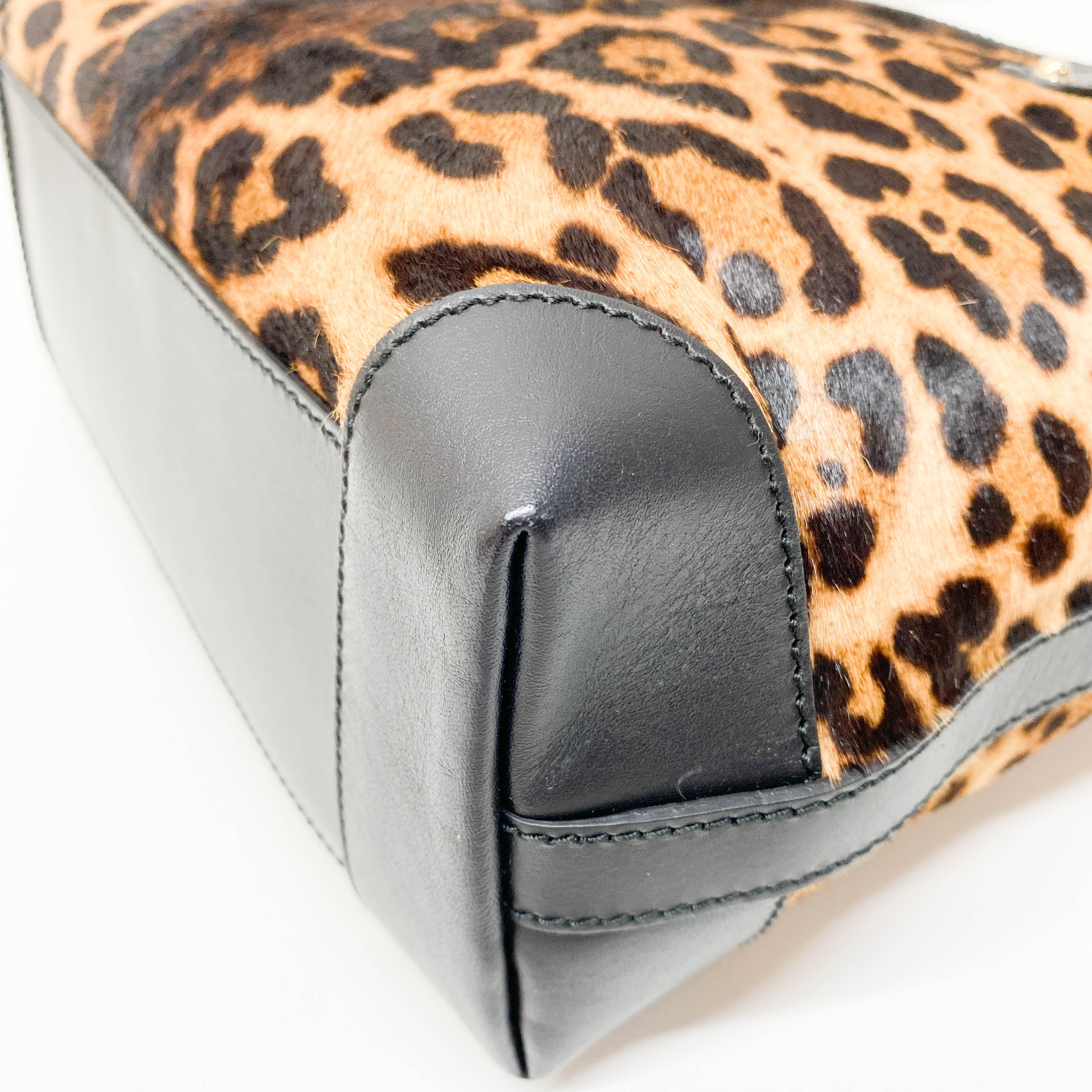 Brown Leopard Print Pony Hair Shoulder Bag