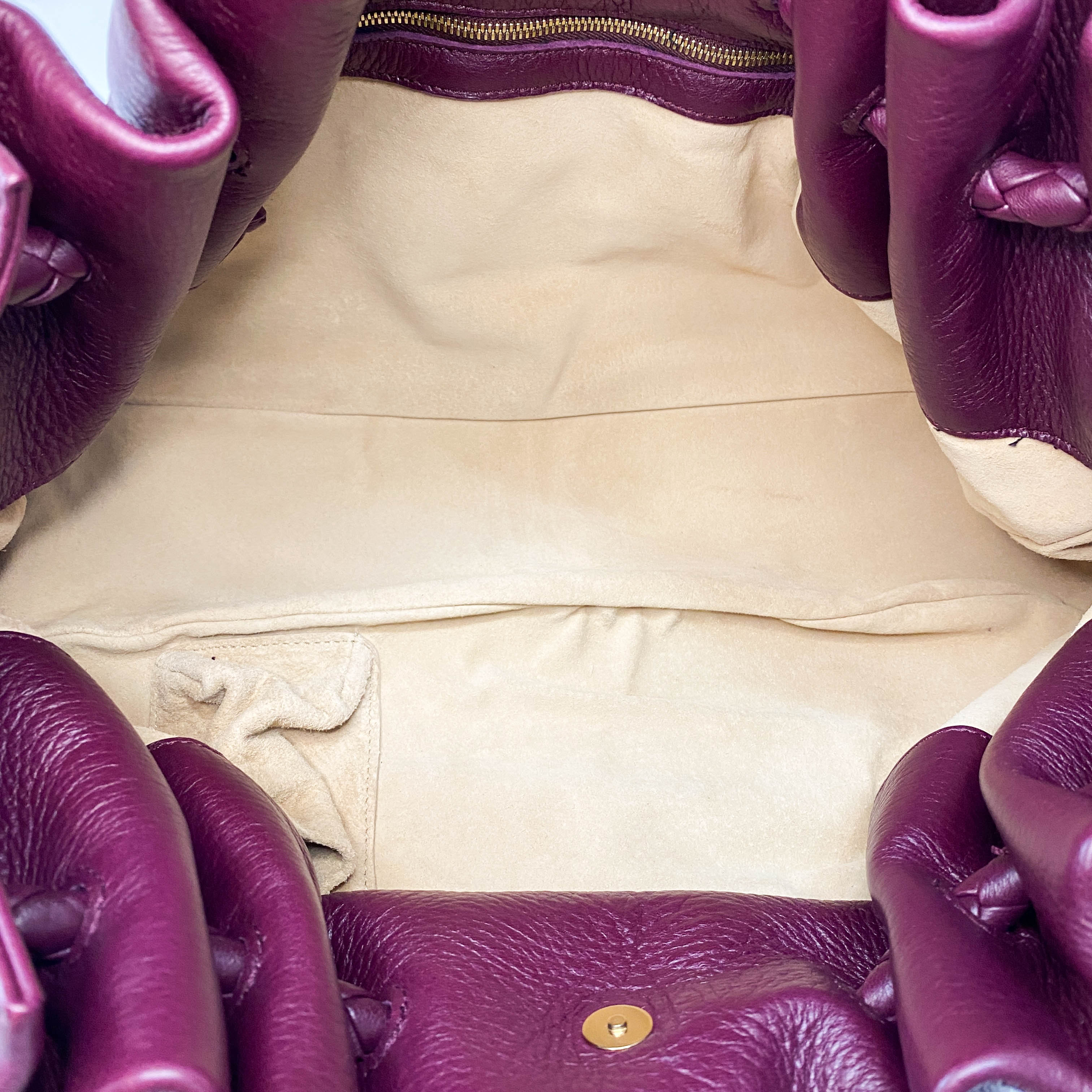 Braided Handle Burgundy Leather Bag