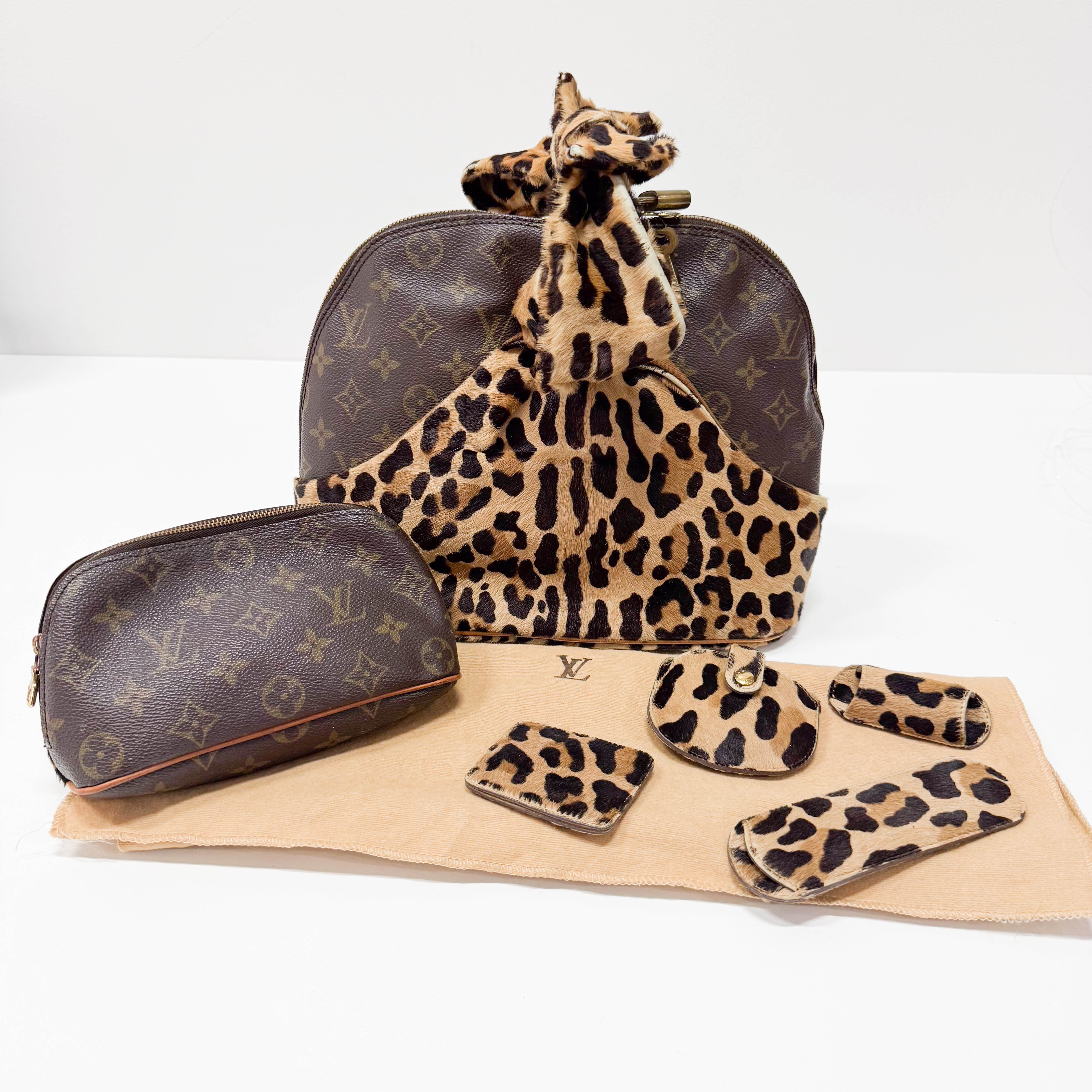 Monogram Leopard Print Pony Hair & Coated Canvas Shoulder Bag