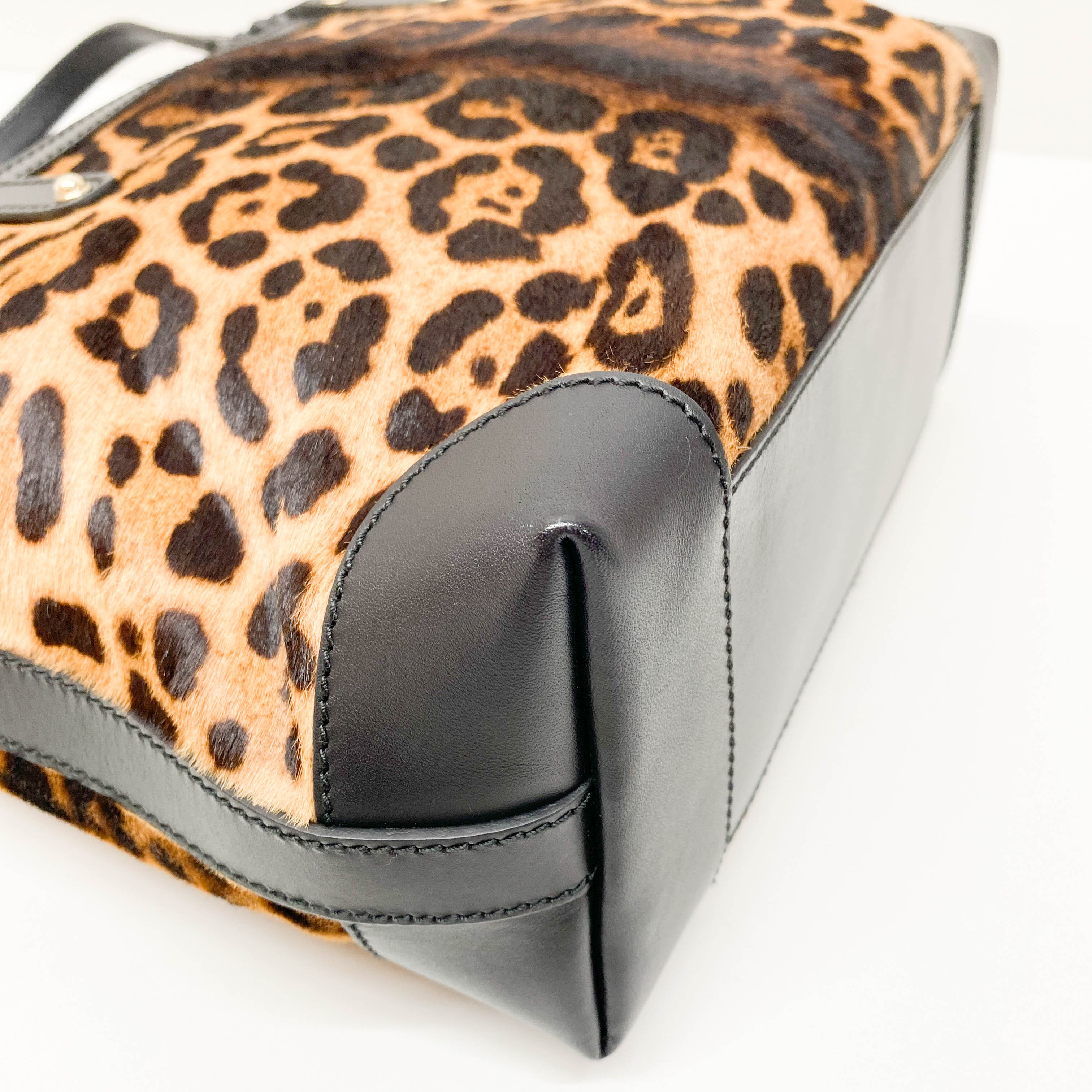 Brown Leopard Print Pony Hair Shoulder Bag