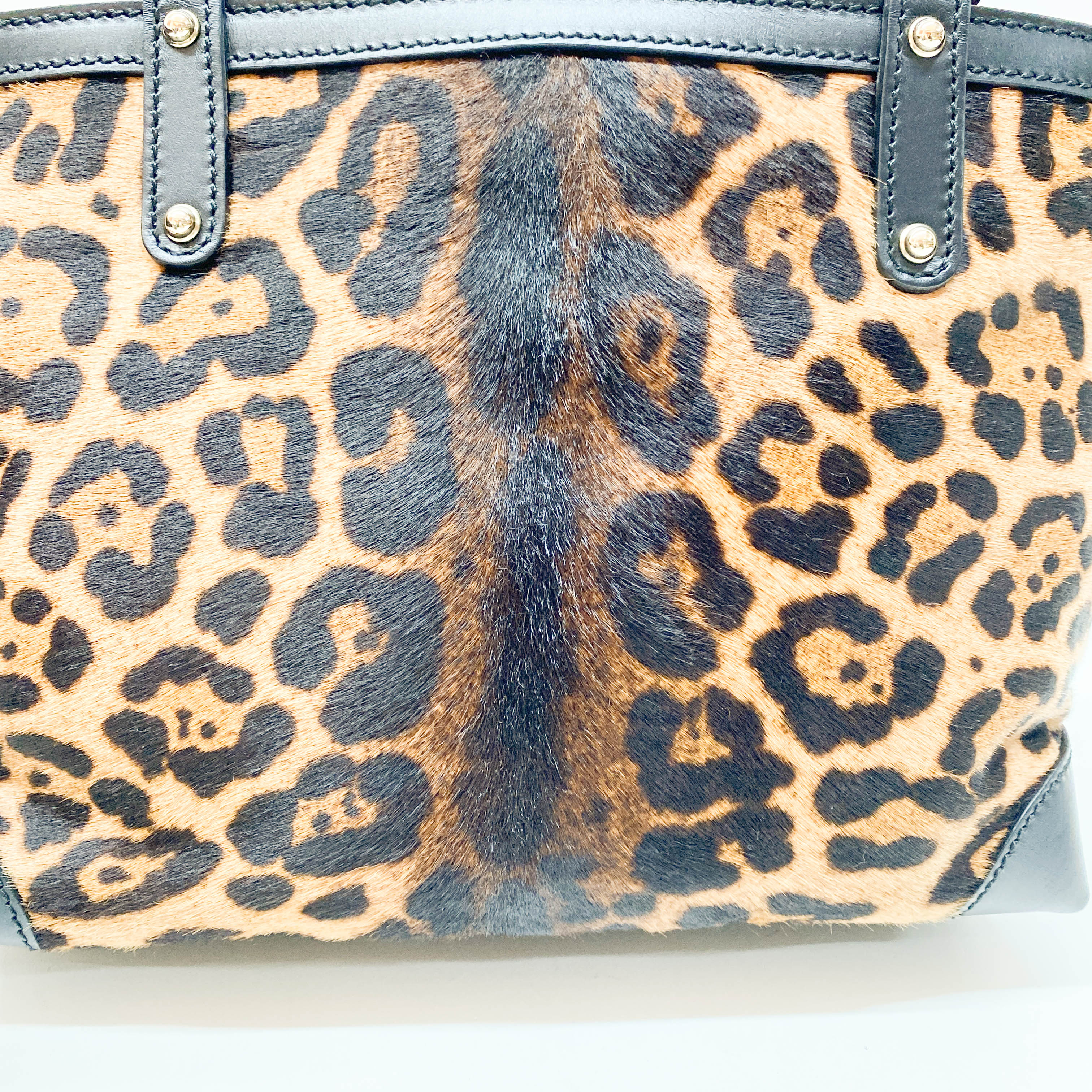Brown Leopard Print Pony Hair Shoulder Bag
