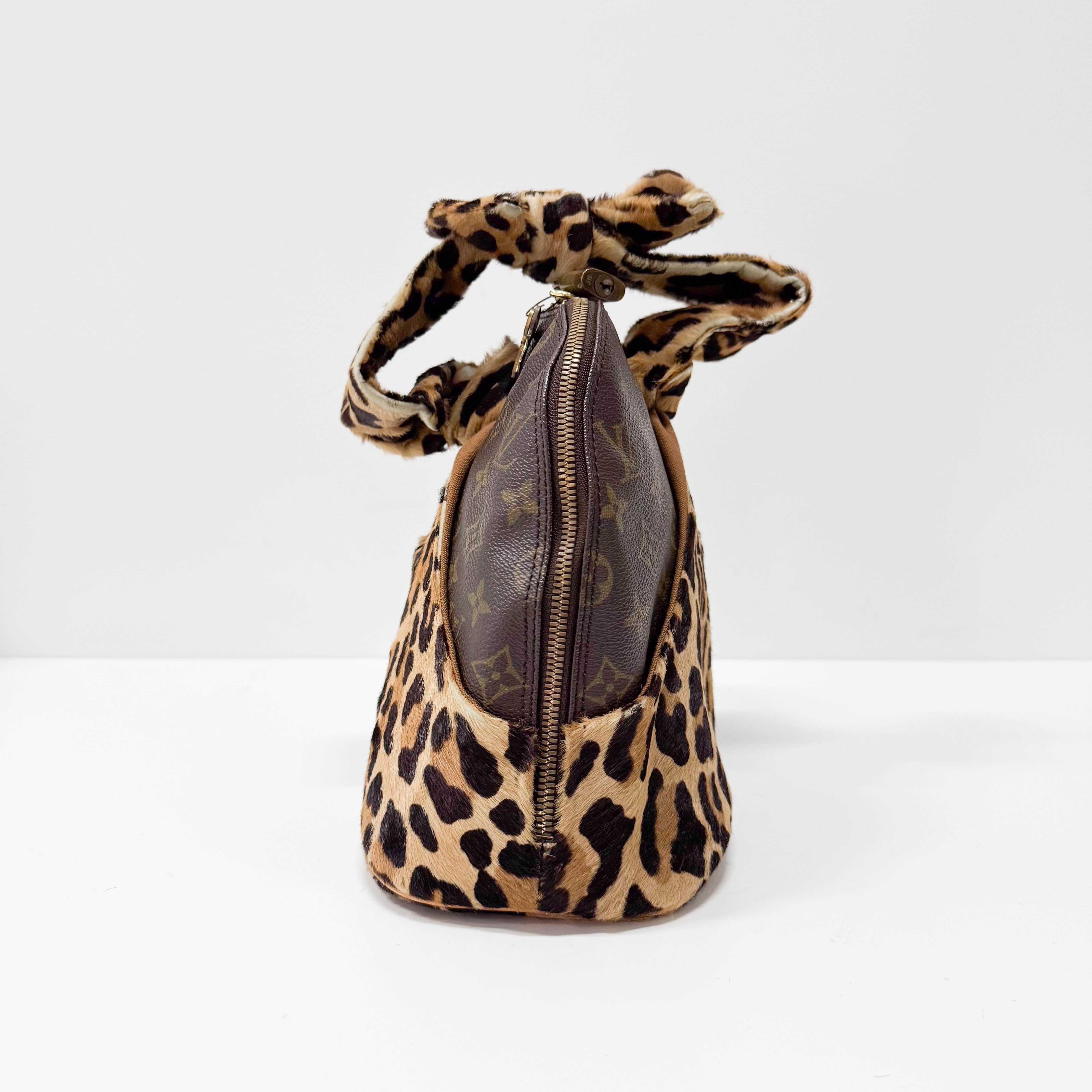 Monogram Leopard Print Pony Hair & Coated Canvas Shoulder Bag