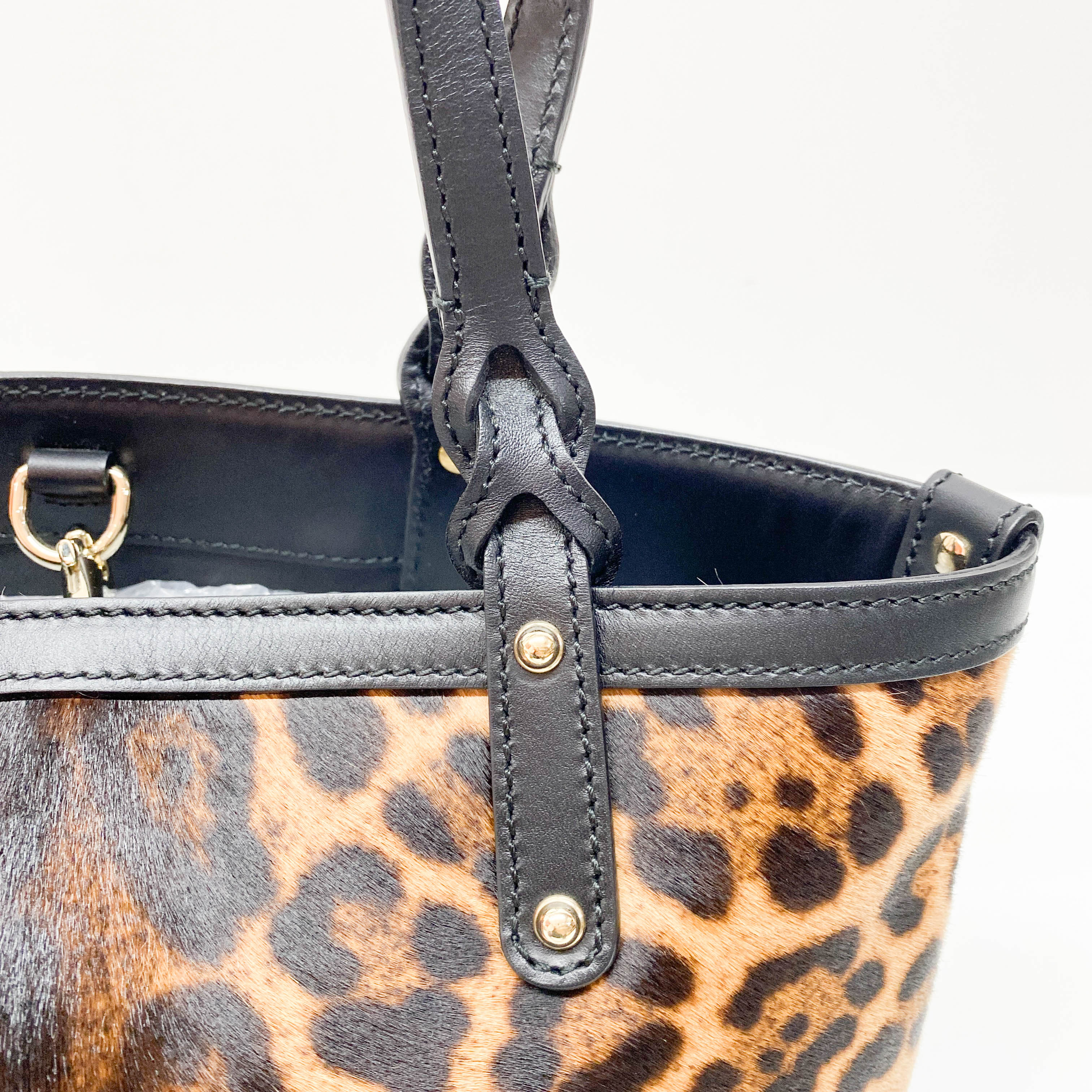 Brown Leopard Print Pony Hair Shoulder Bag