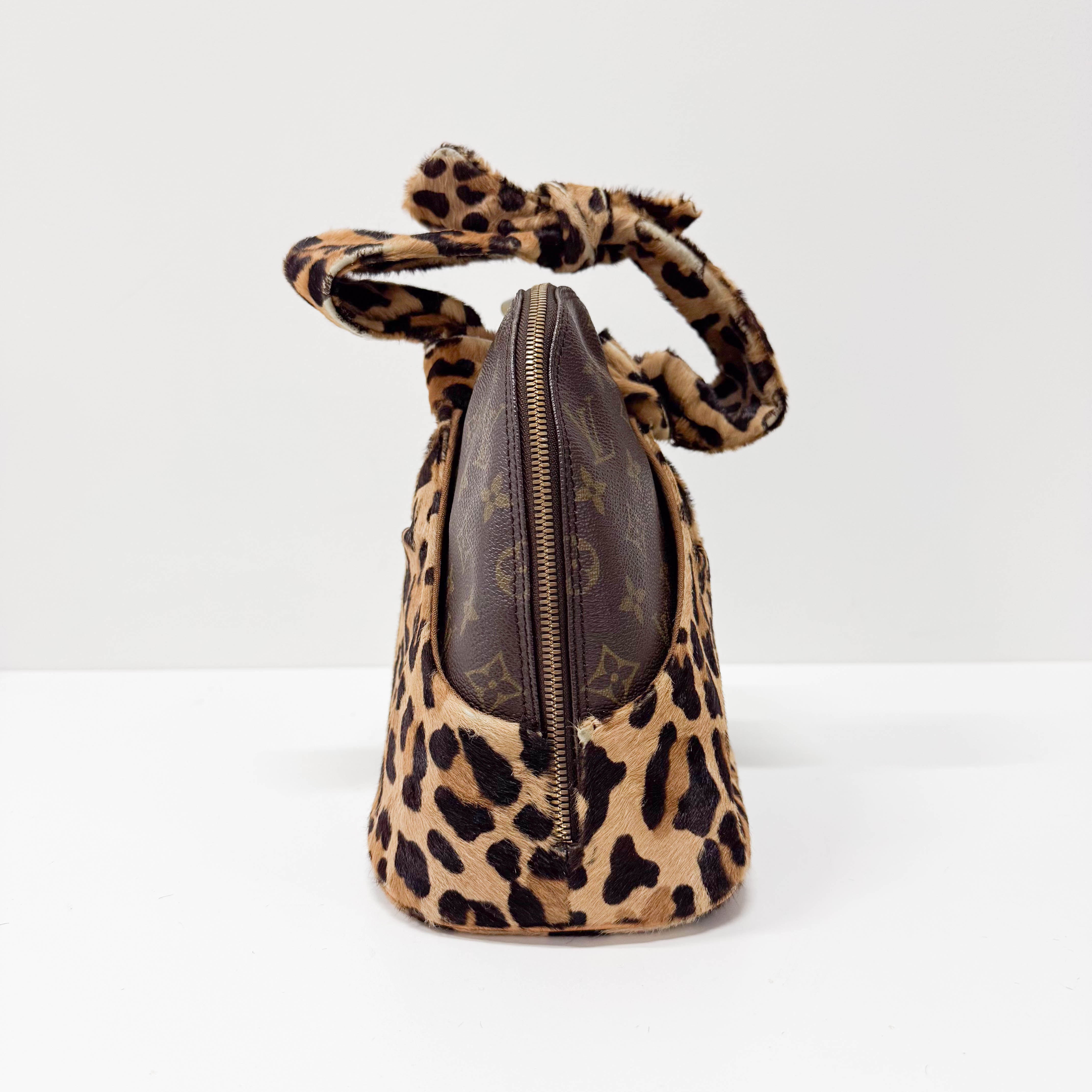 Monogram Leopard Print Pony Hair & Coated Canvas Shoulder Bag