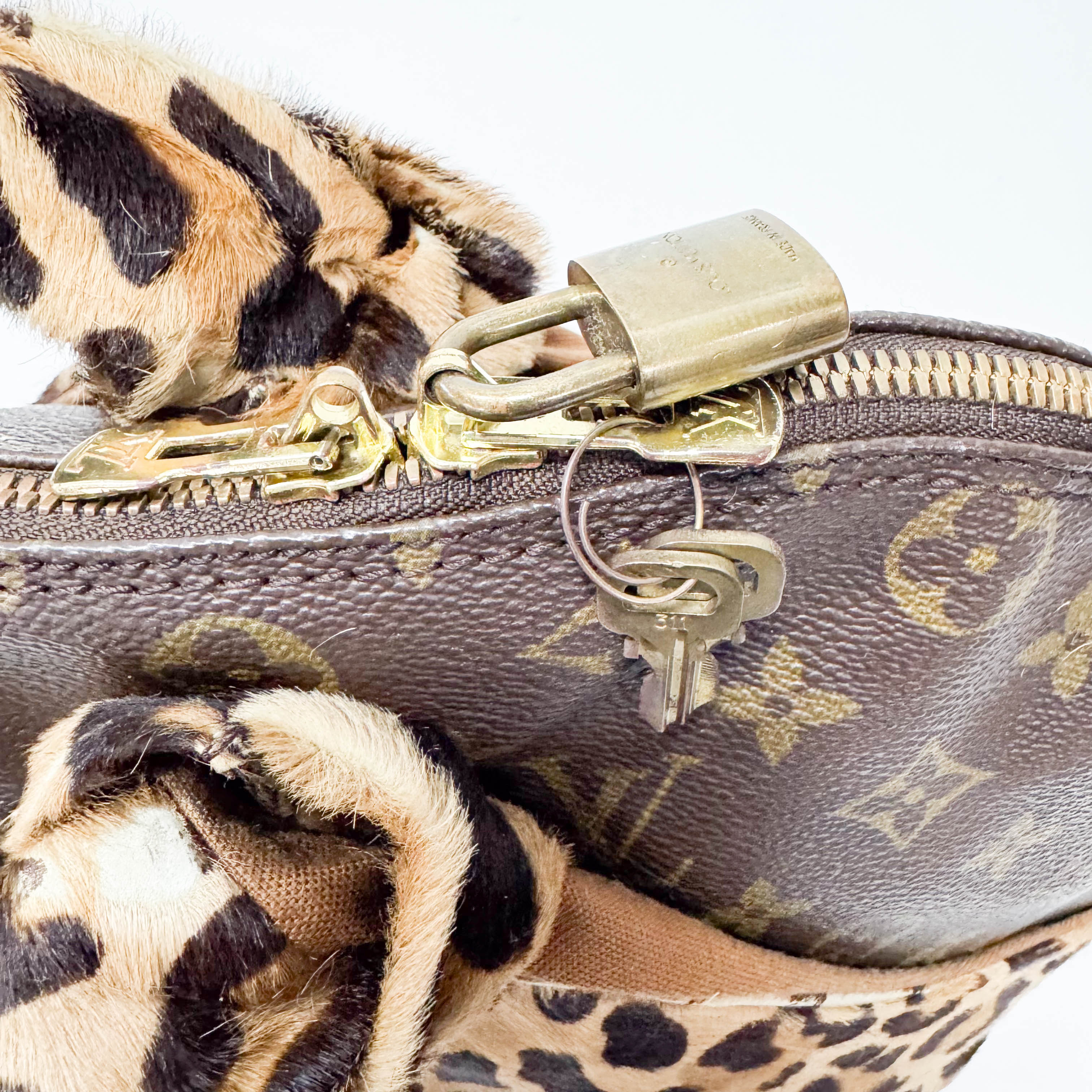 Monogram Leopard Print Pony Hair & Coated Canvas Shoulder Bag