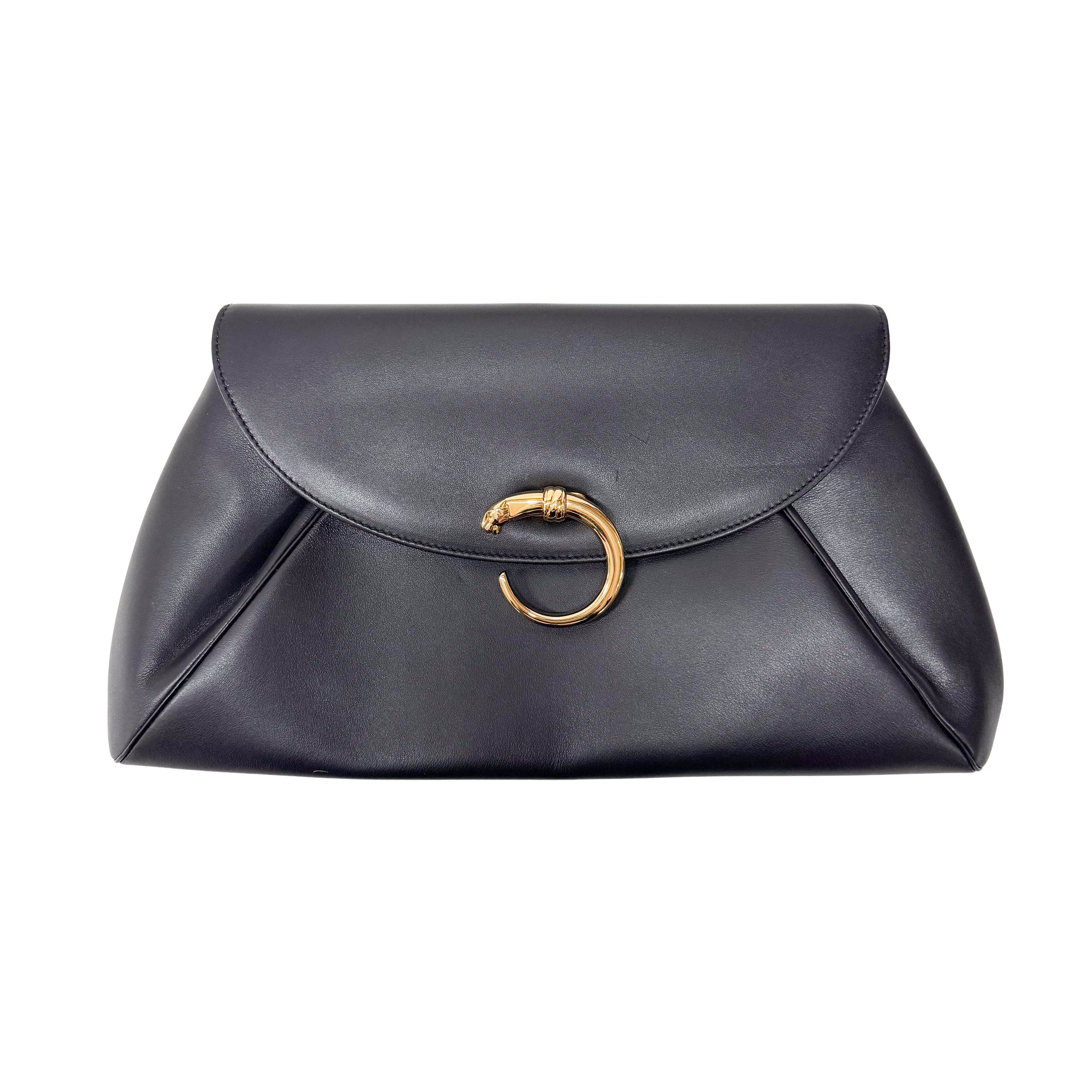 Panthère Black Calfskin Leather Clutch Bag