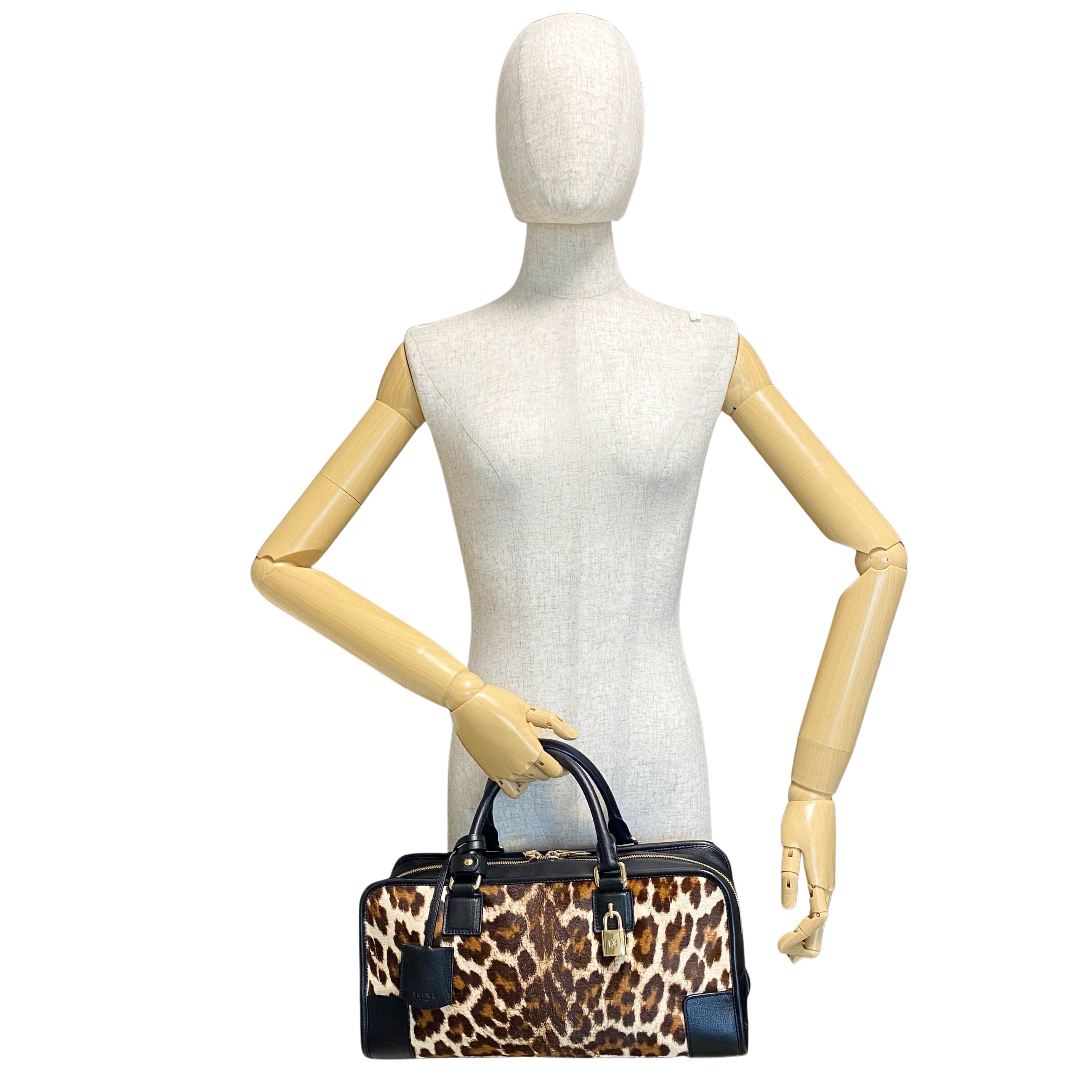 Loewe Amazona 36 Leopard Print Pony Hair Handbag