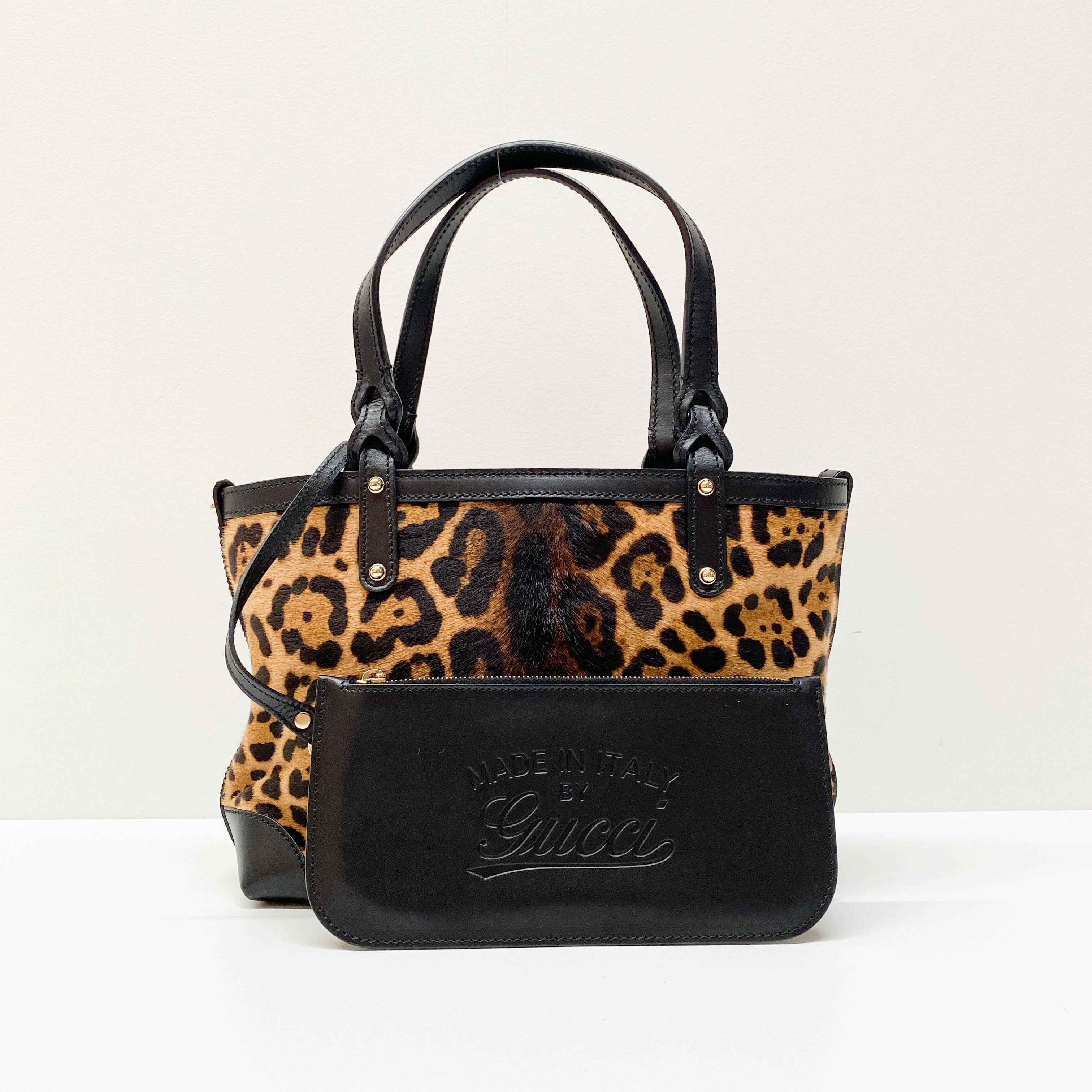 Brown Leopard Print Pony Hair Shoulder Bag