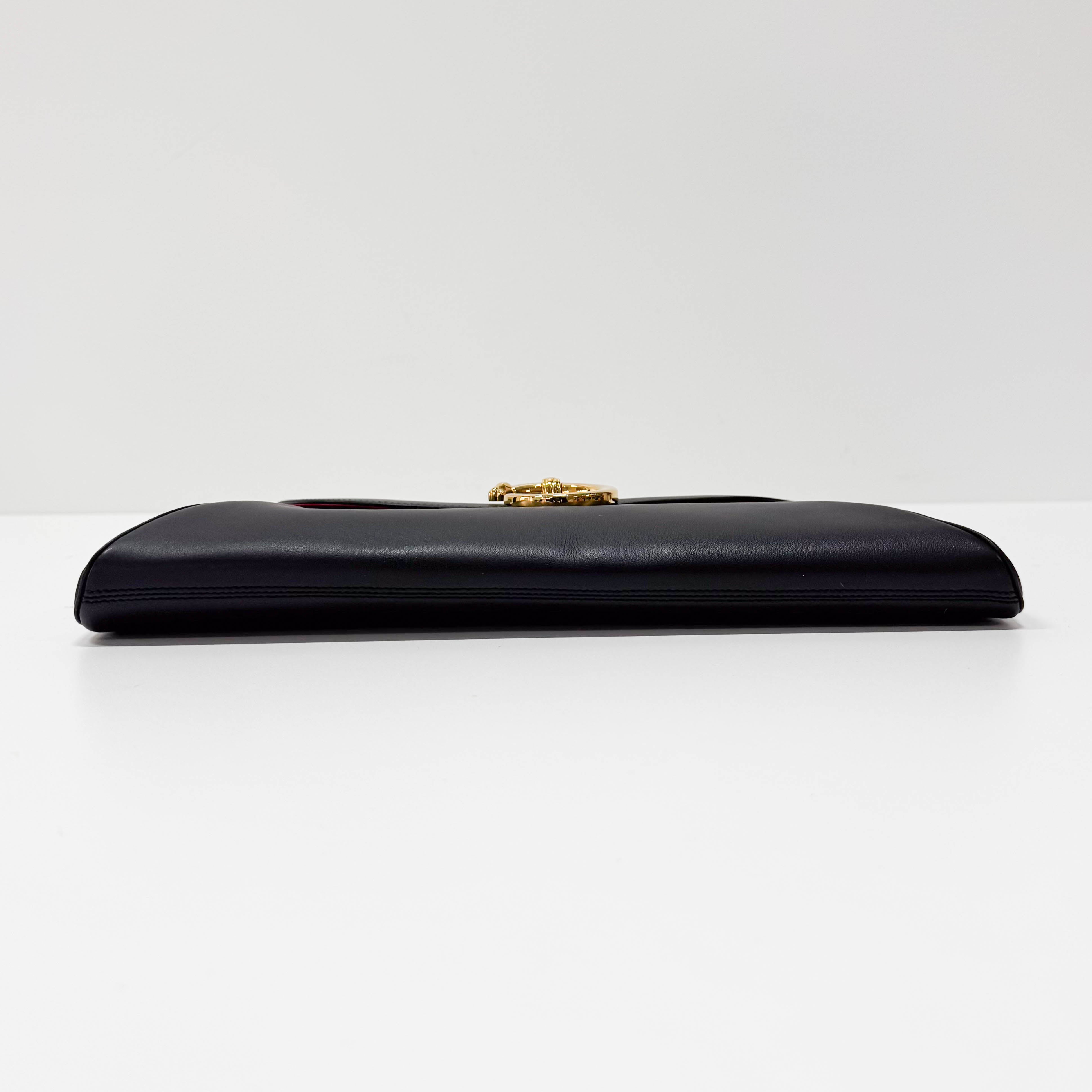 Panthère Black Calfskin Leather Clutch Bag