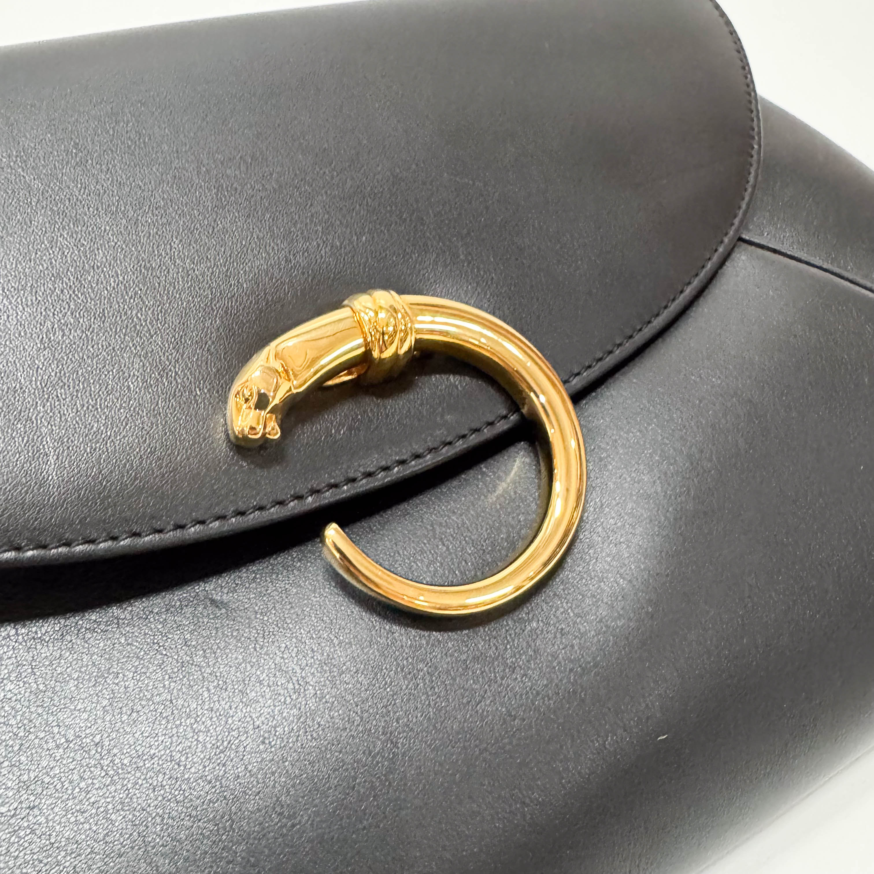 Panthère Black Calfskin Leather Clutch Bag