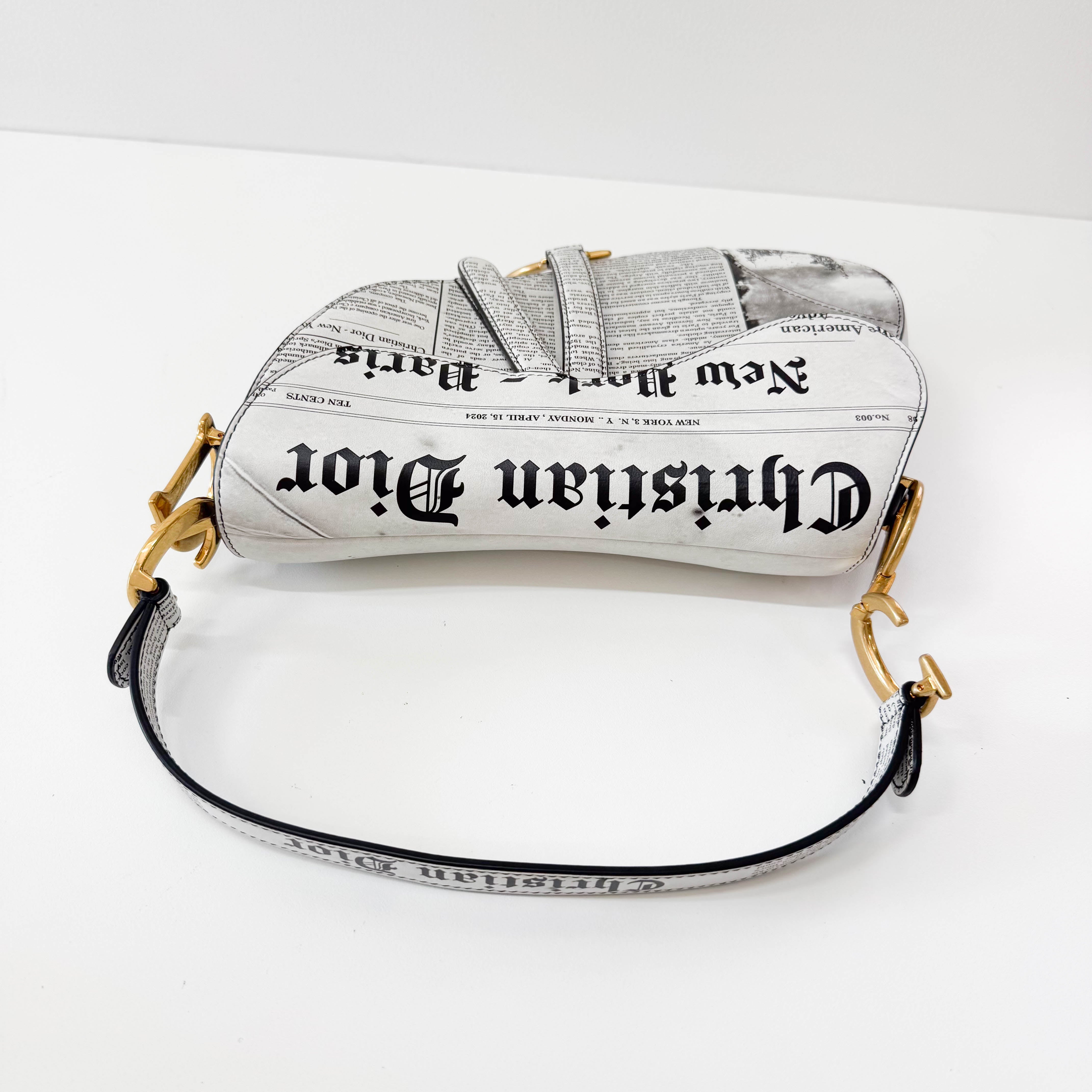 Limited Edition News Paper Saddle Shoulder Bag