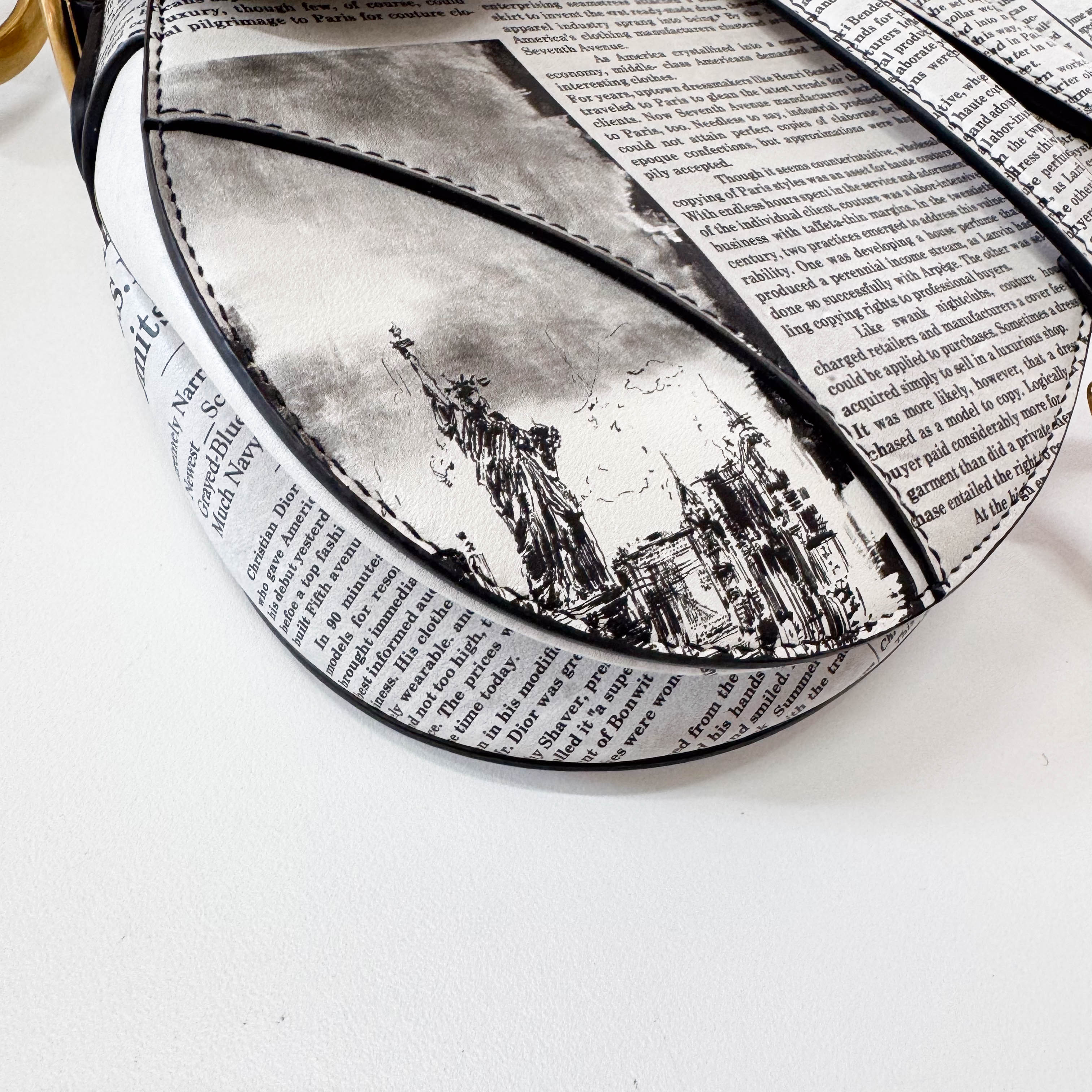 Limited Edition News Paper Saddle Shoulder Bag