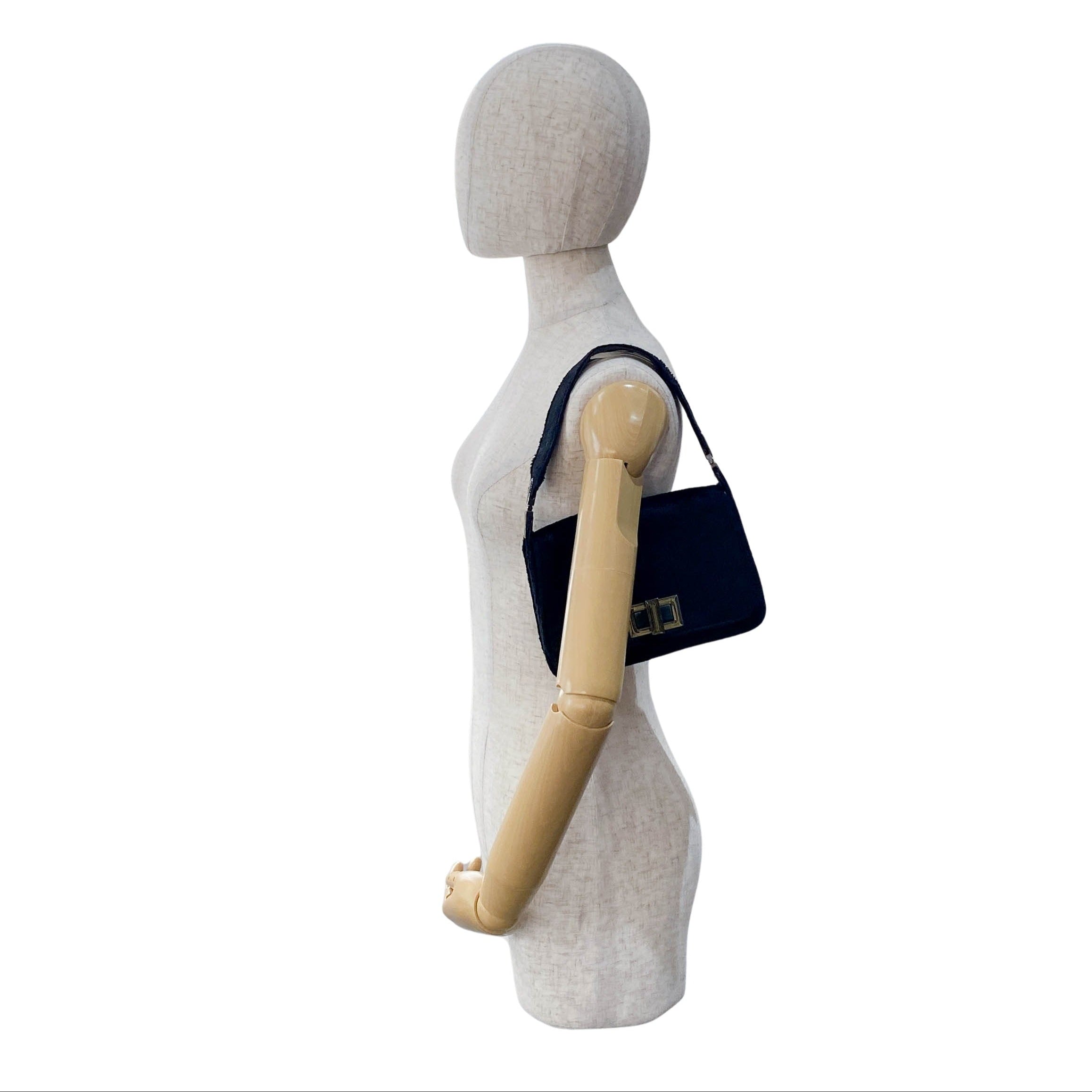 Mini Turn Lock Black Pony Hair Handle Bag