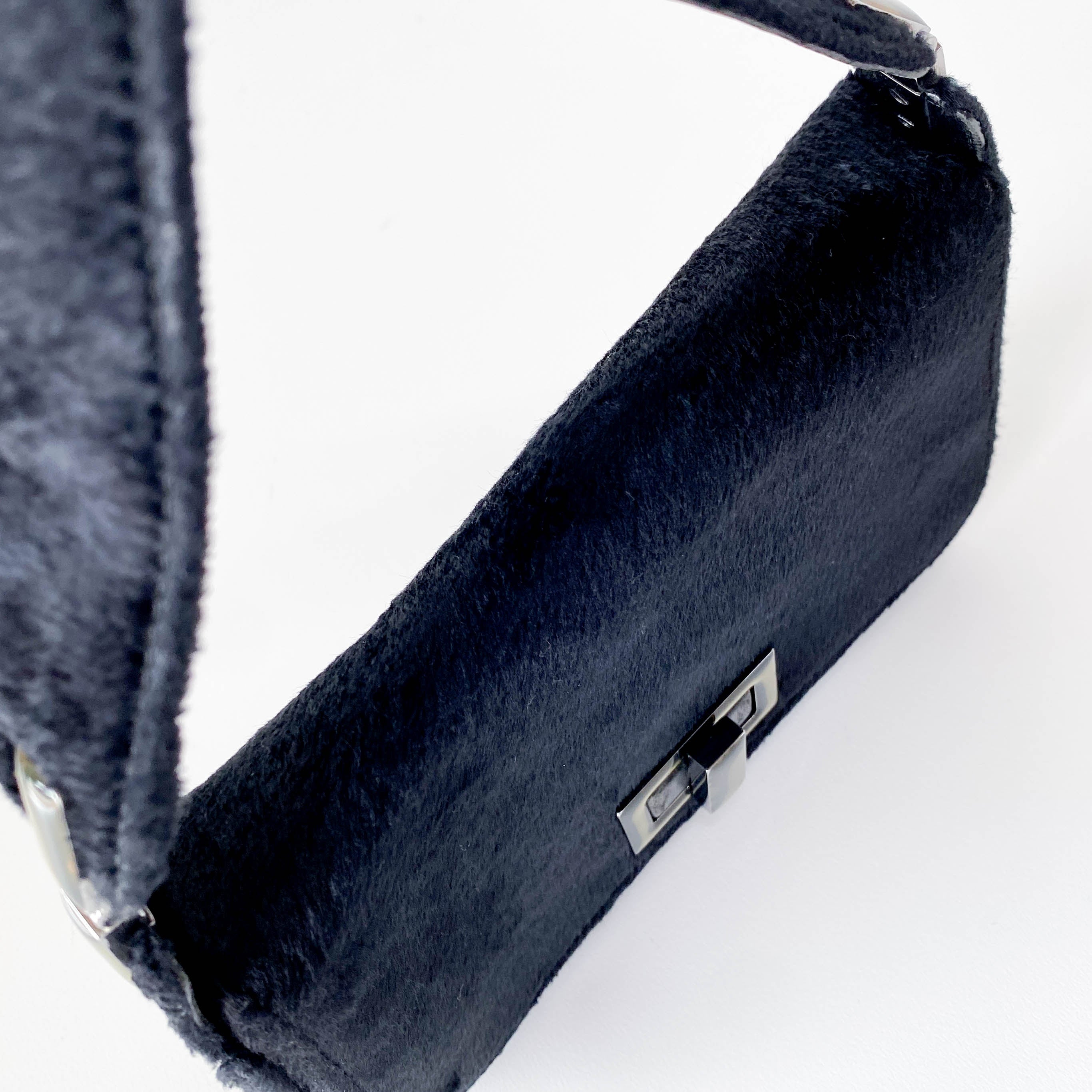 Mini Turn Lock Black Pony Hair Handle Bag