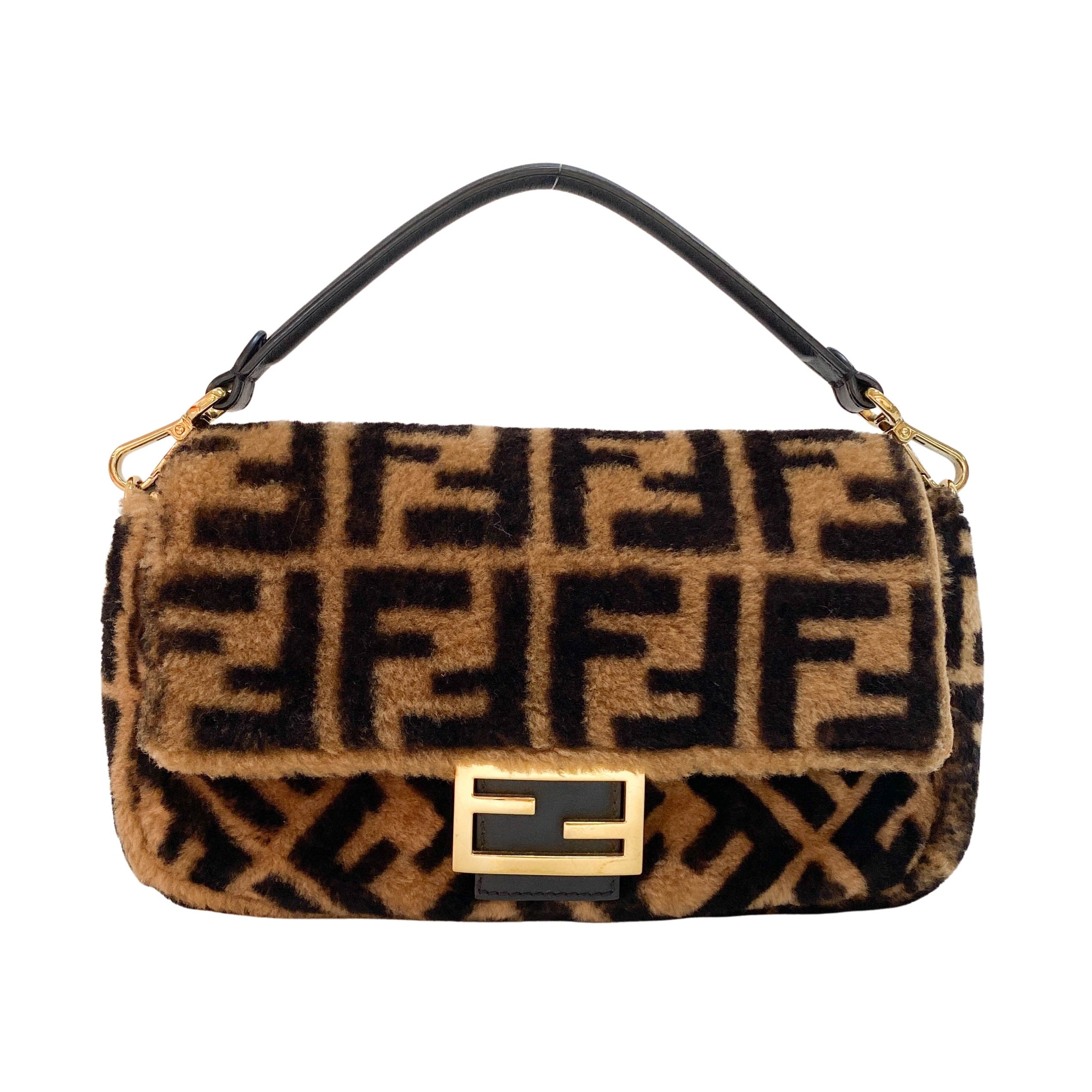 Baguette Brown Wool Two Way Bag