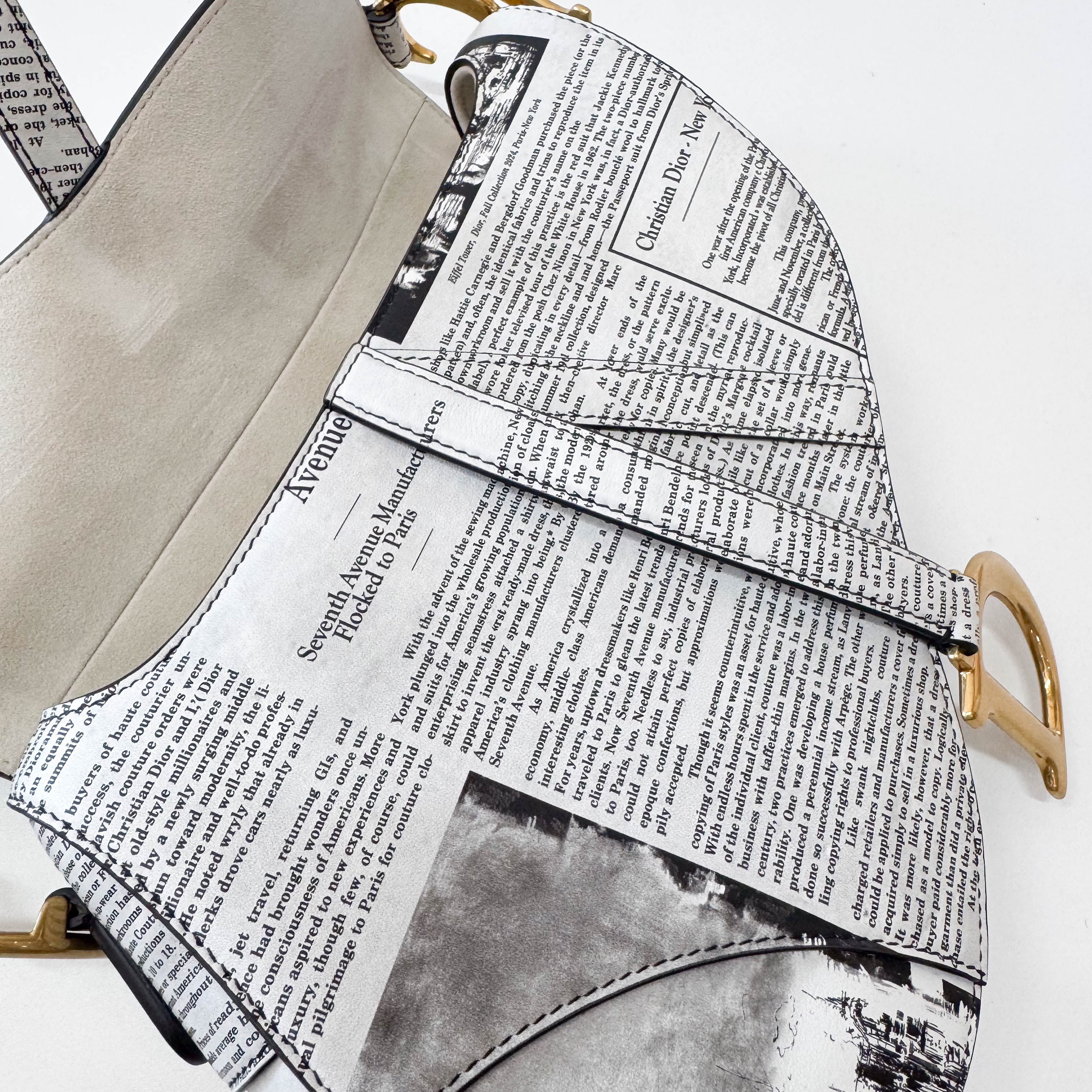 Limited Edition News Paper Saddle Shoulder Bag