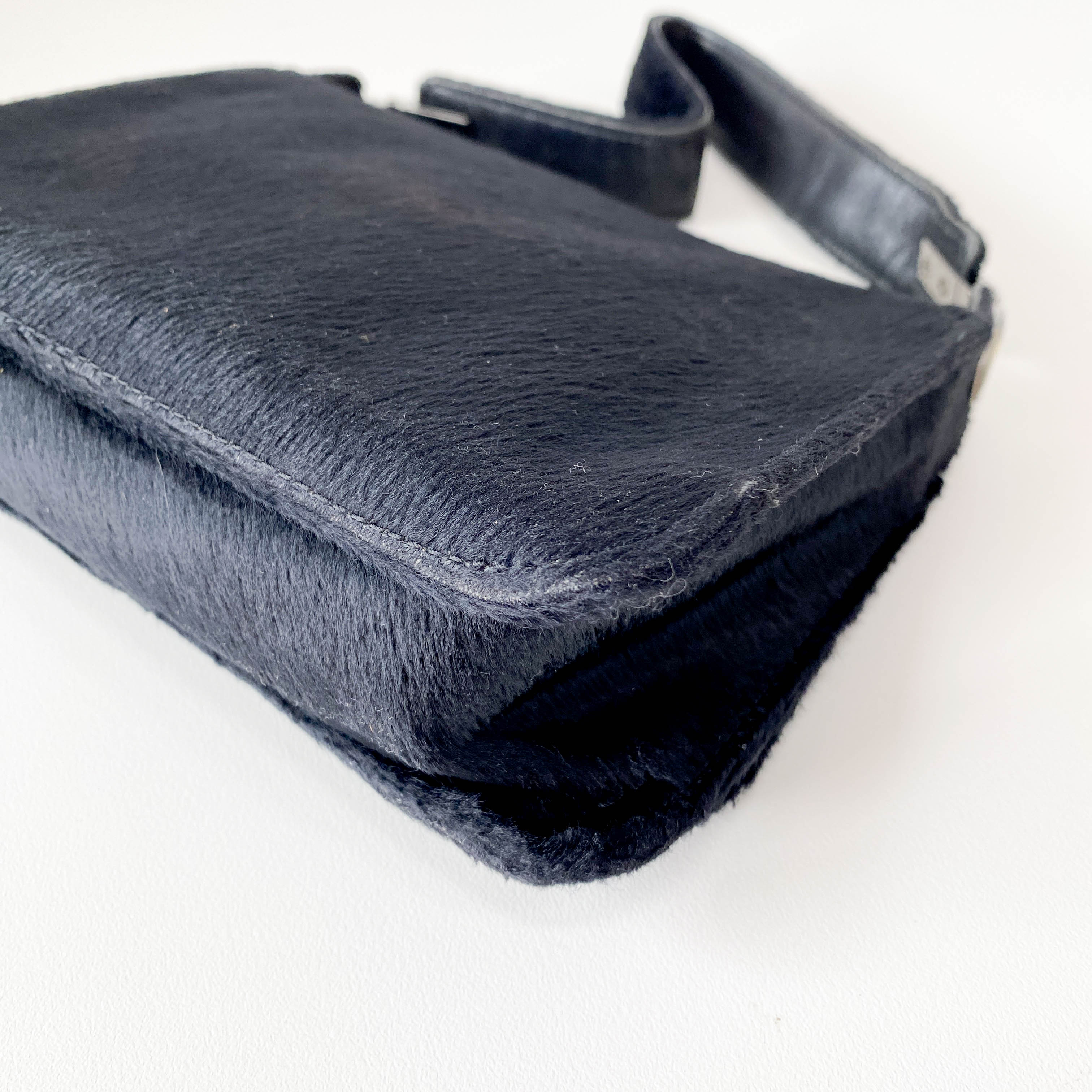 Mini Turn Lock Black Pony Hair Handle Bag