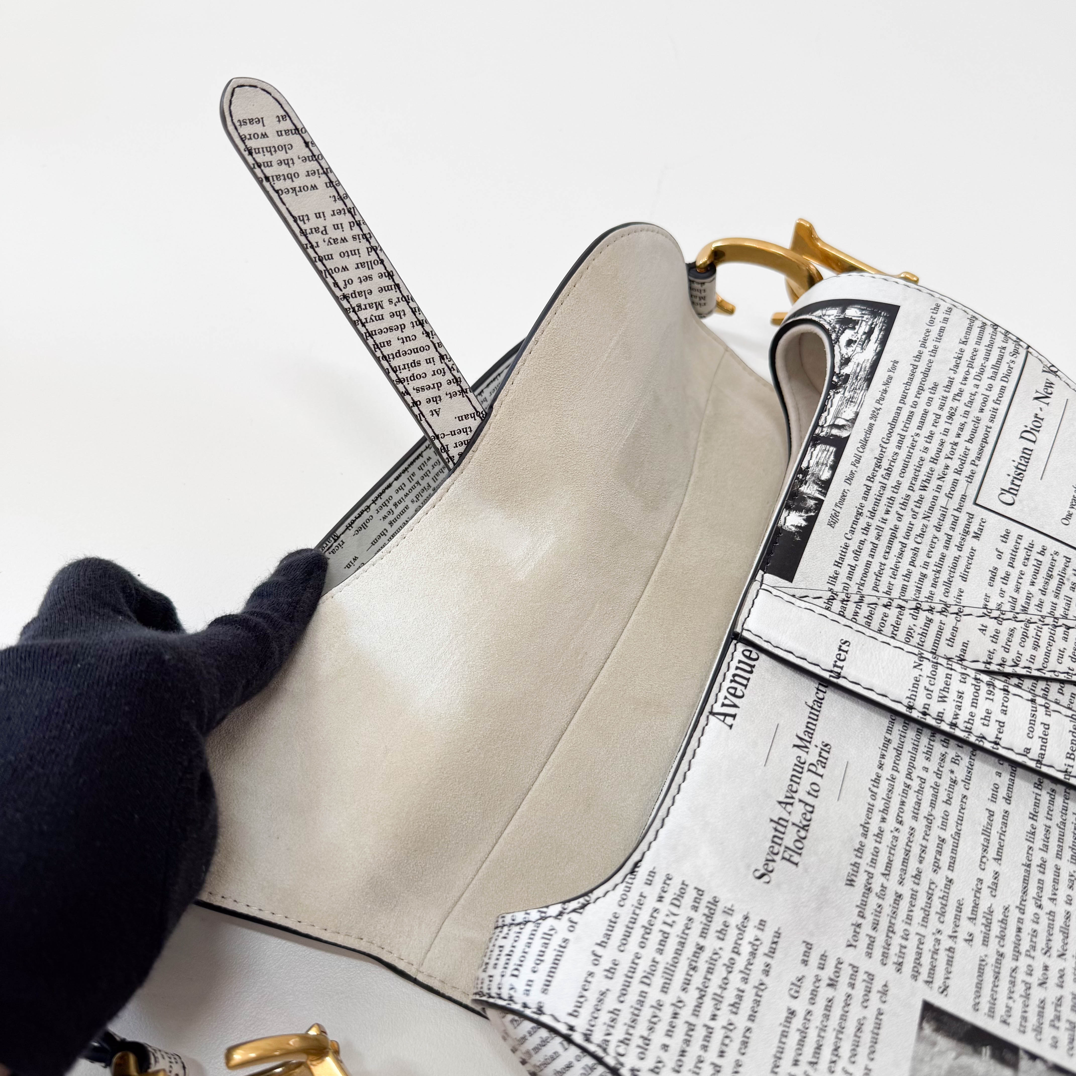 Limited Edition News Paper Saddle Shoulder Bag