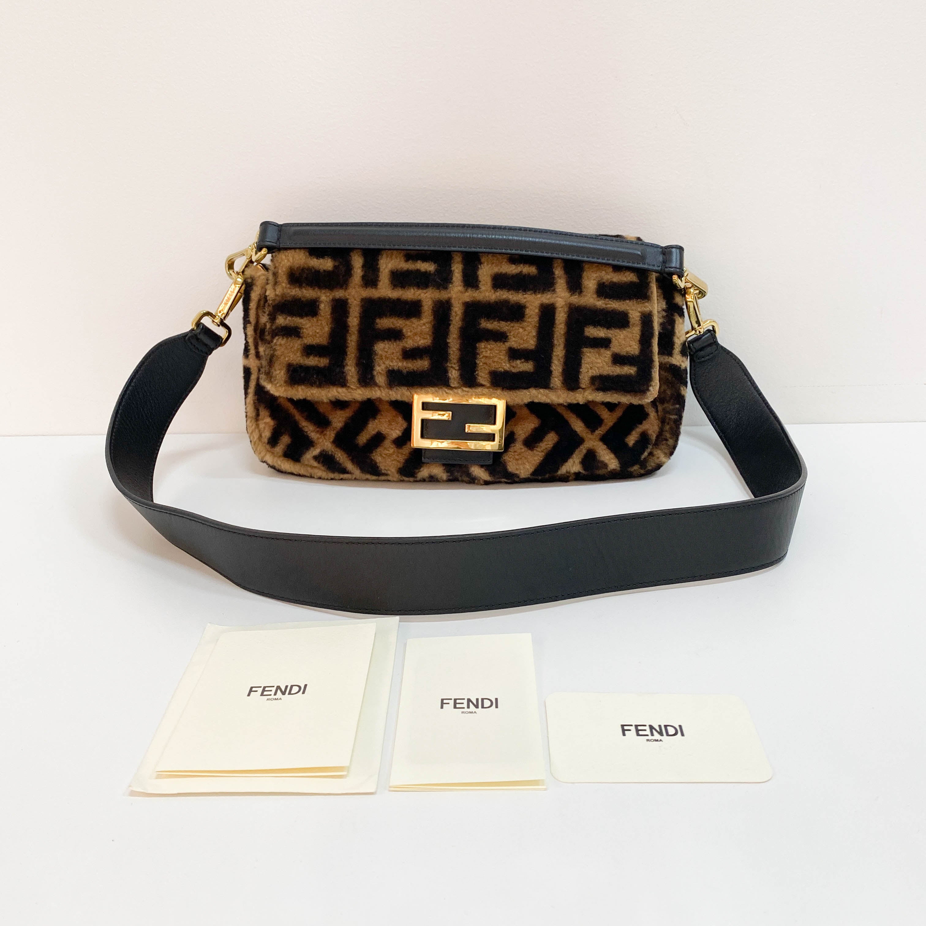 Baguette Brown Wool Two Way Bag