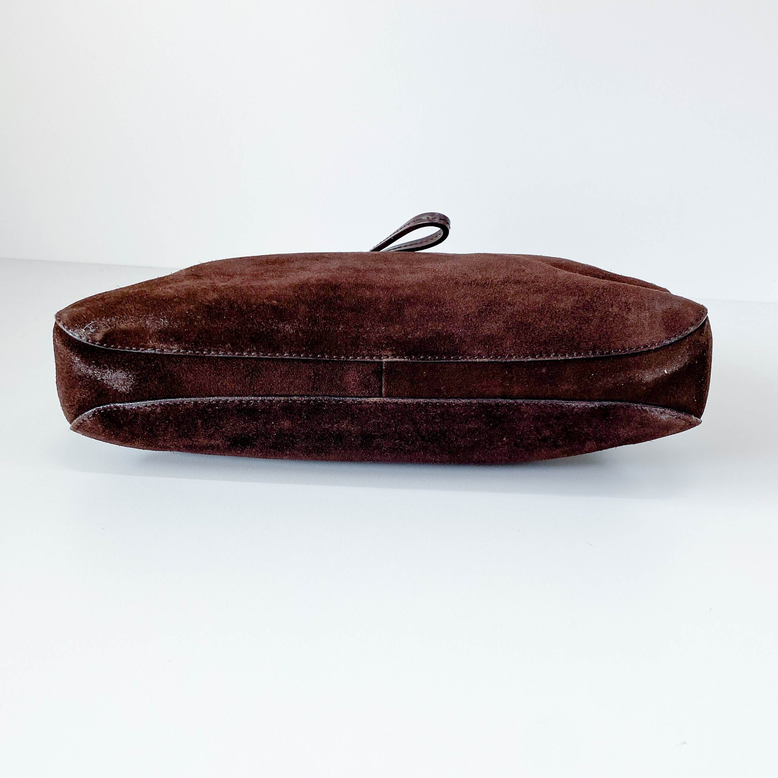Horsebit Brown Suede Hobo Shoulder Bag