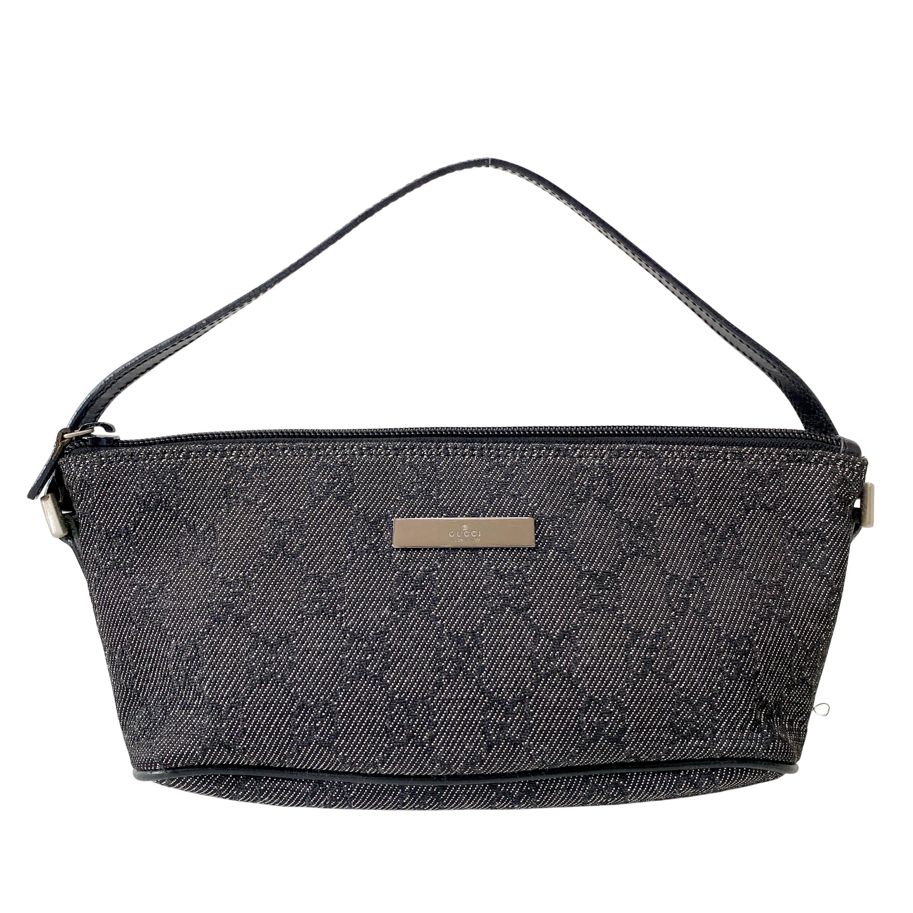 Black GG Canvas Boat Pouch