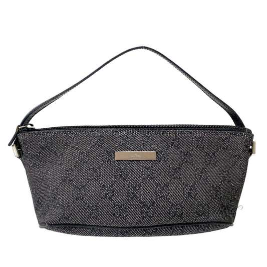 Black GG Canvas Boat Pouch