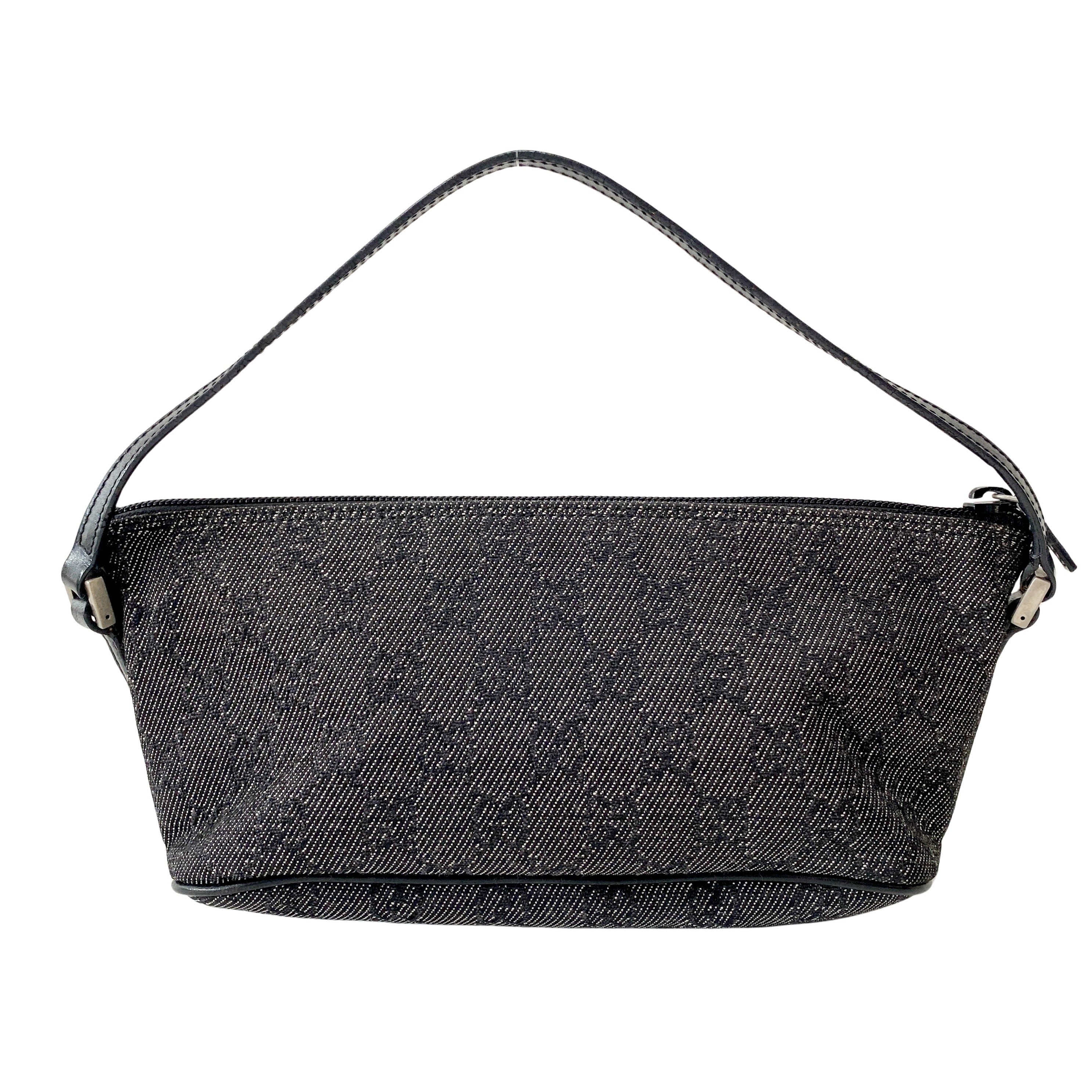 Black GG Canvas Boat Pouch