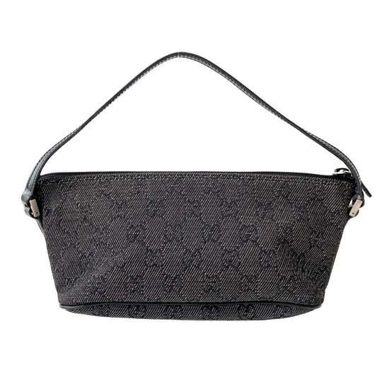 Black GG Canvas Boat Pouch