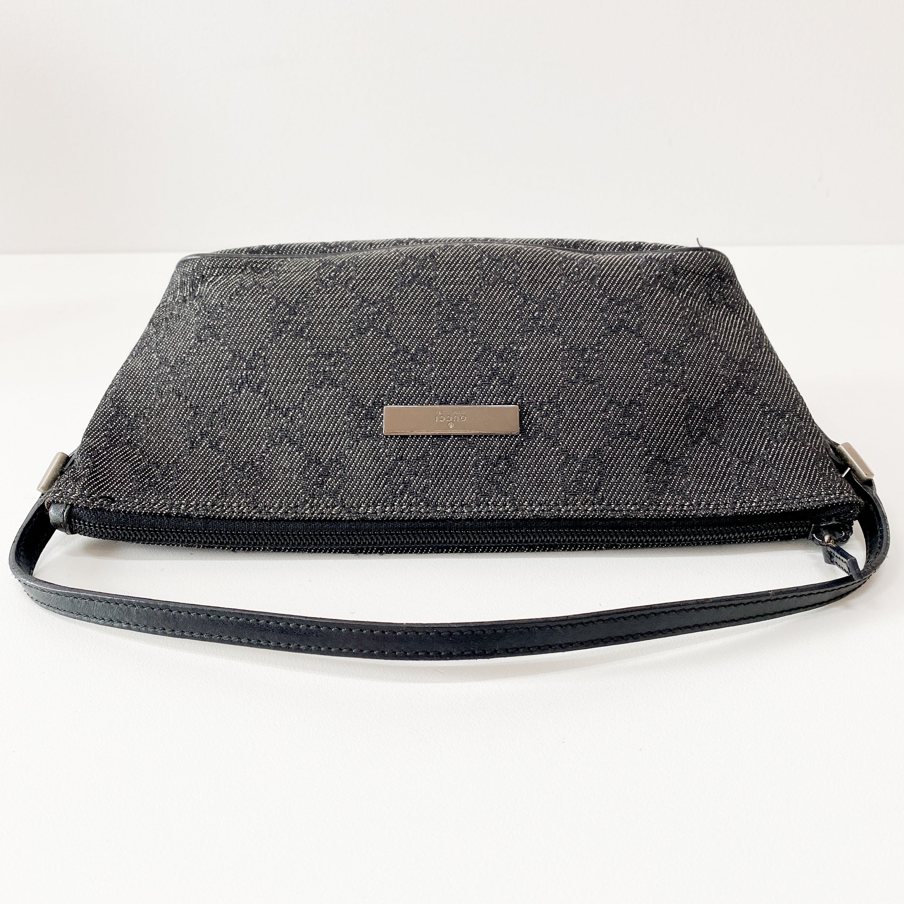 Black GG Canvas Boat Pouch