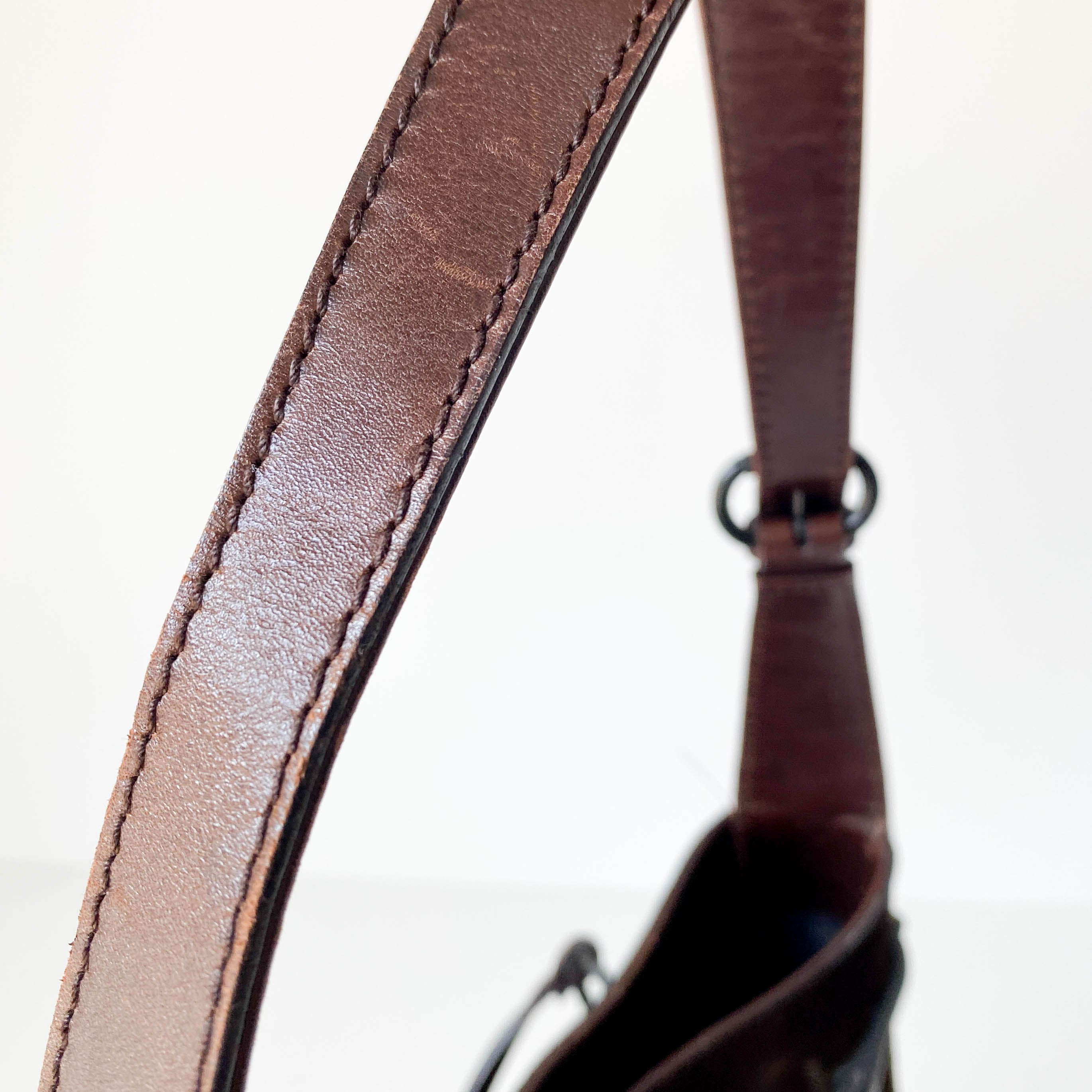 Horsebit Brown Suede Hobo Shoulder Bag