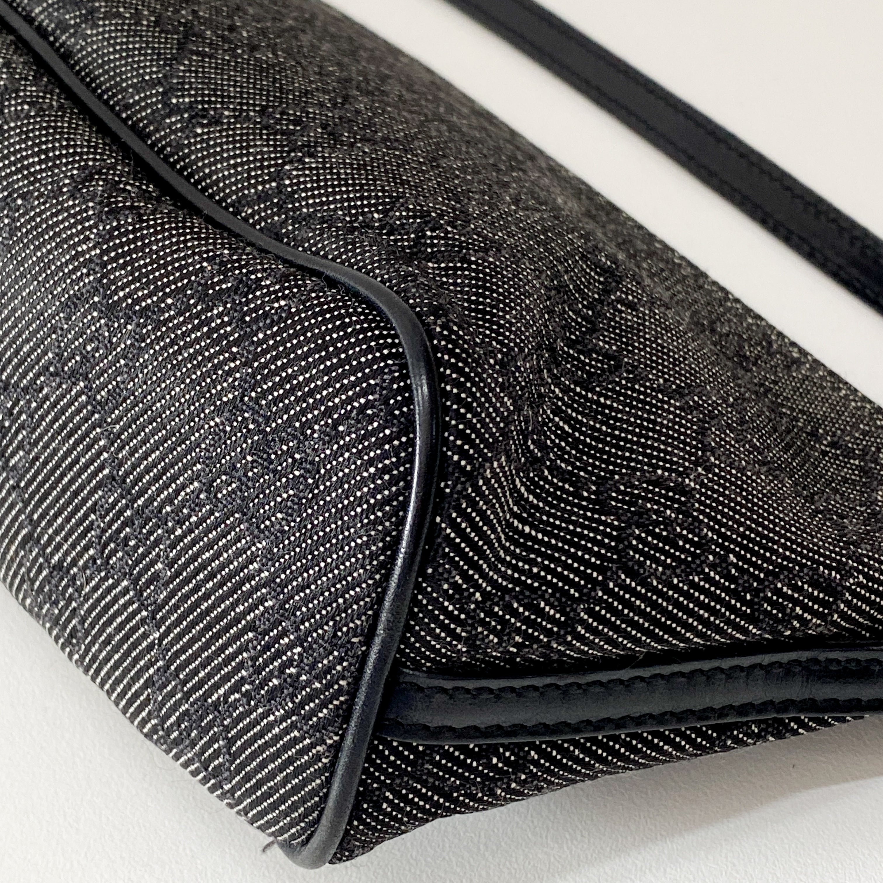 Black GG Canvas Boat Pouch