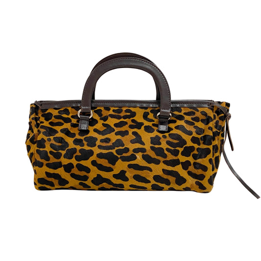 Leopard Print Pony Hair Handle Bag