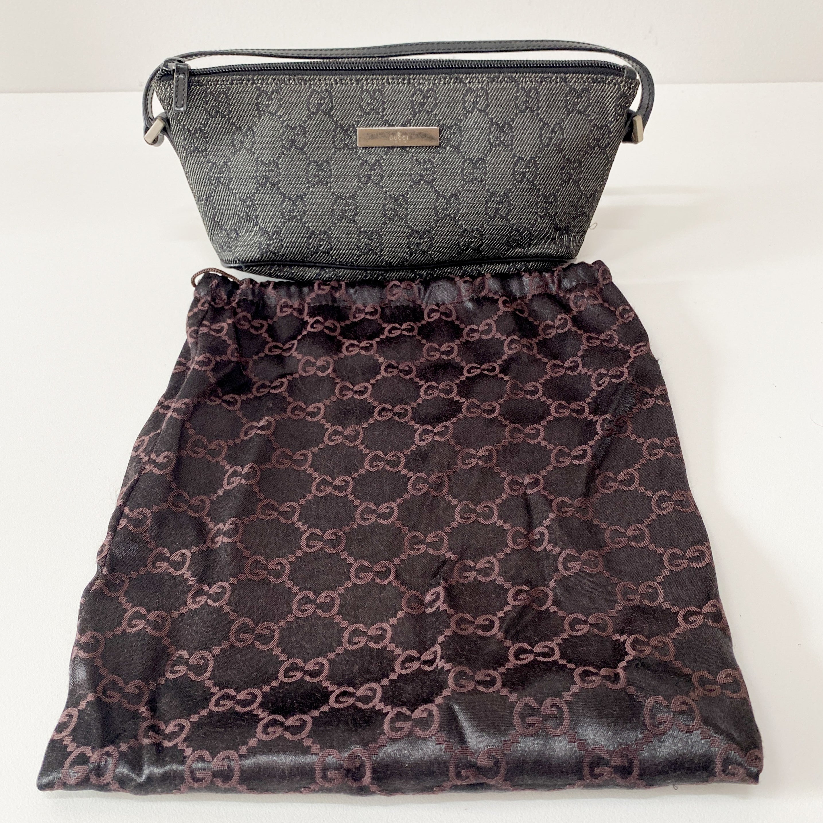 Black GG Canvas Boat Pouch