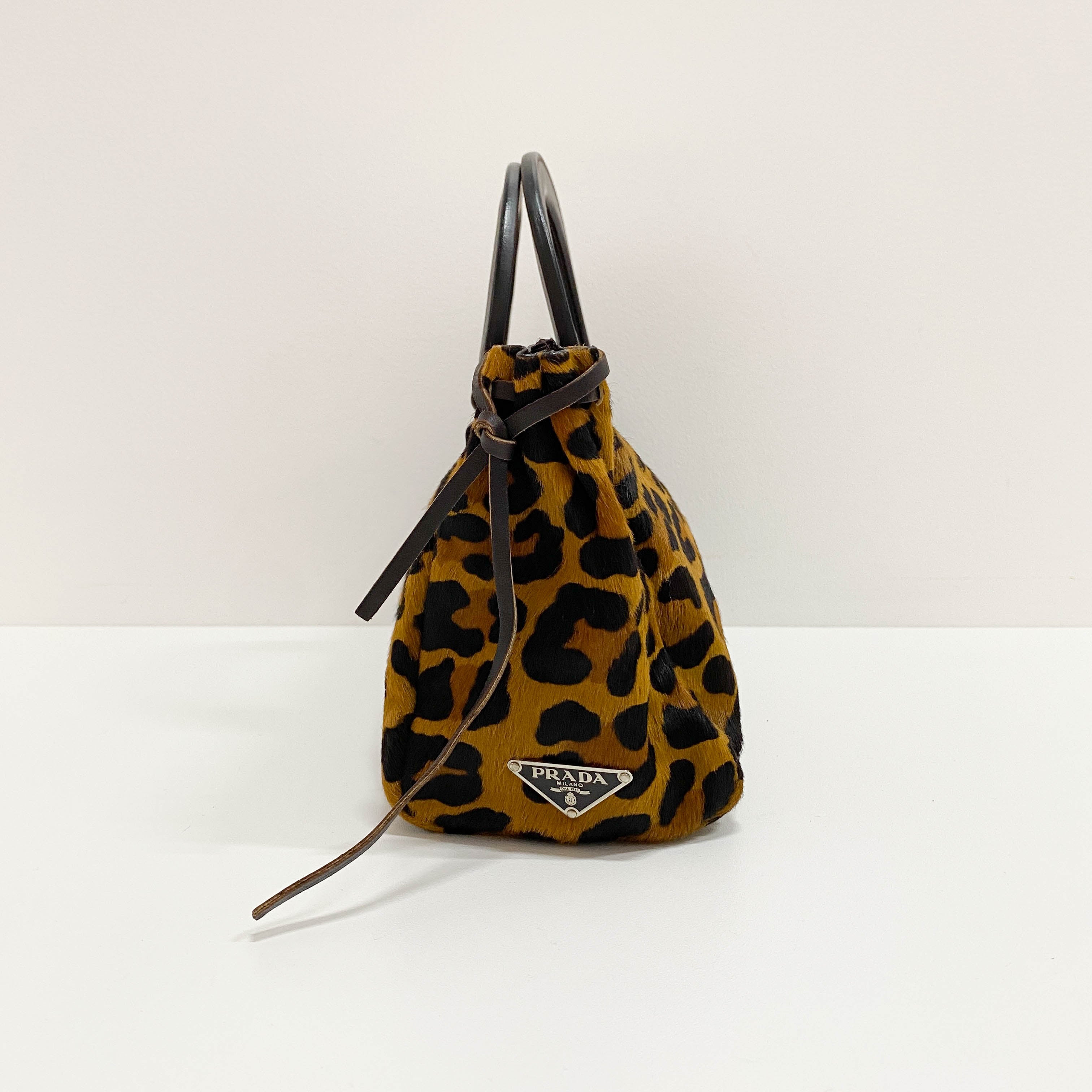 Leopard Print Pony Hair Handle Bag