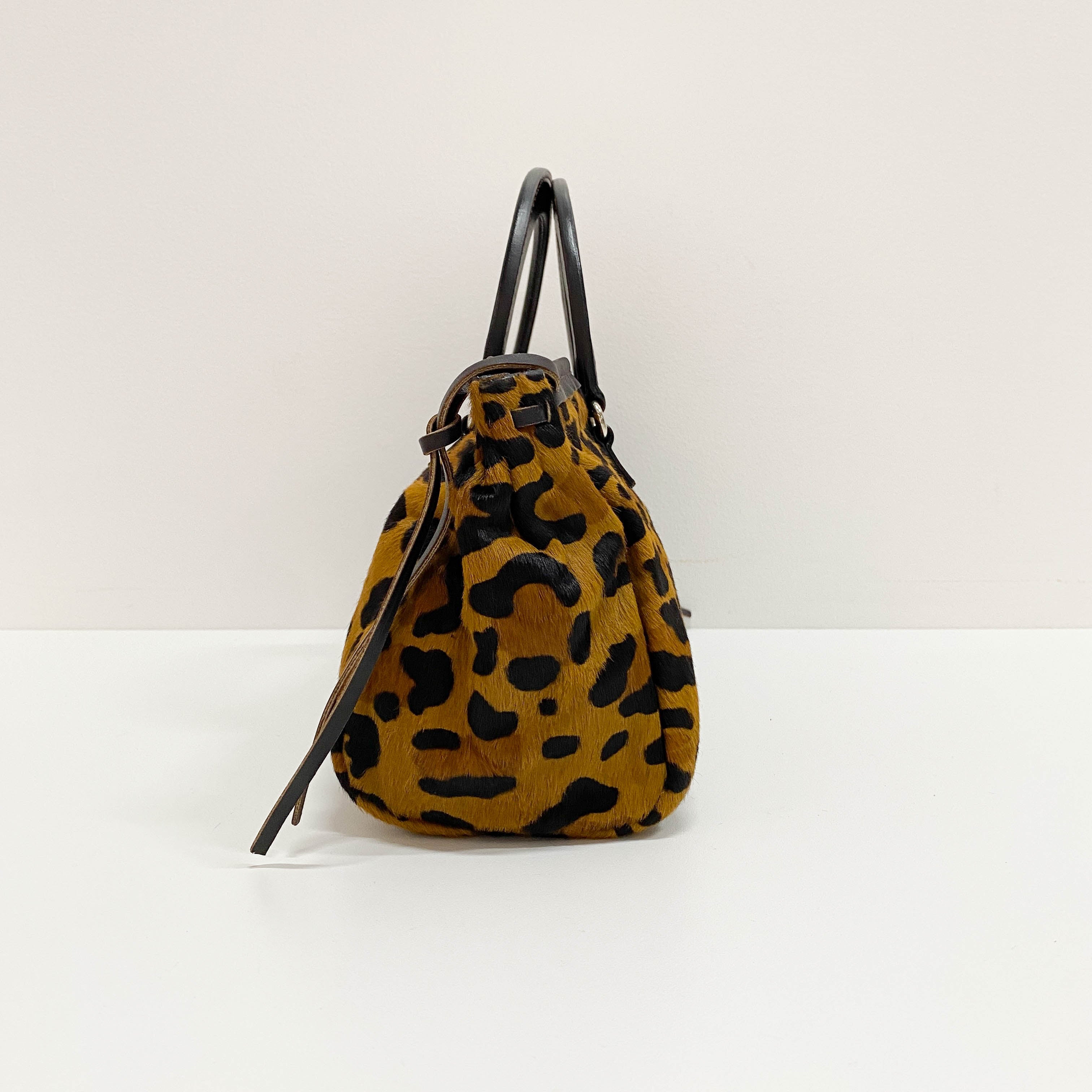 Leopard Print Pony Hair Handle Bag
