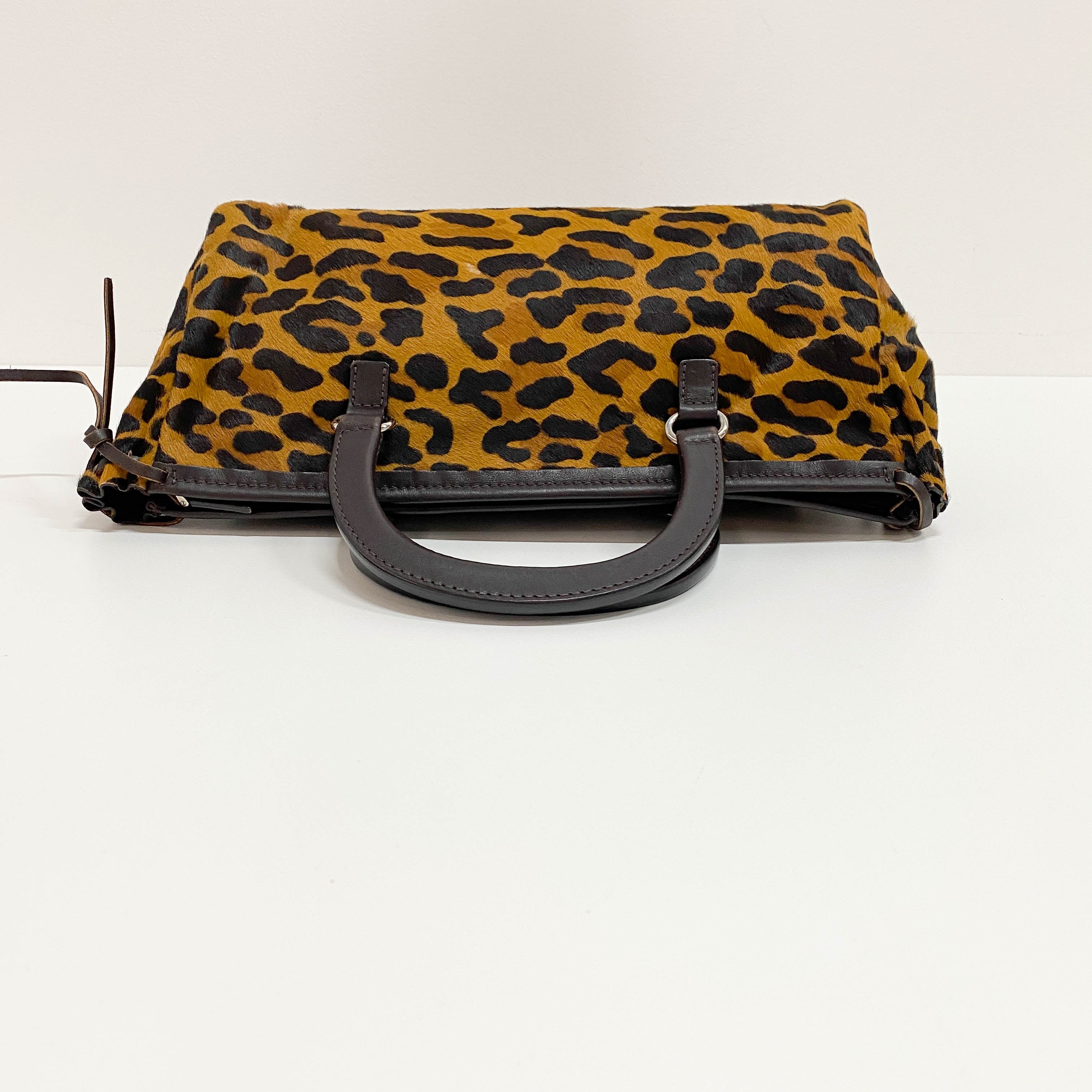 Leopard Print Pony Hair Handle Bag