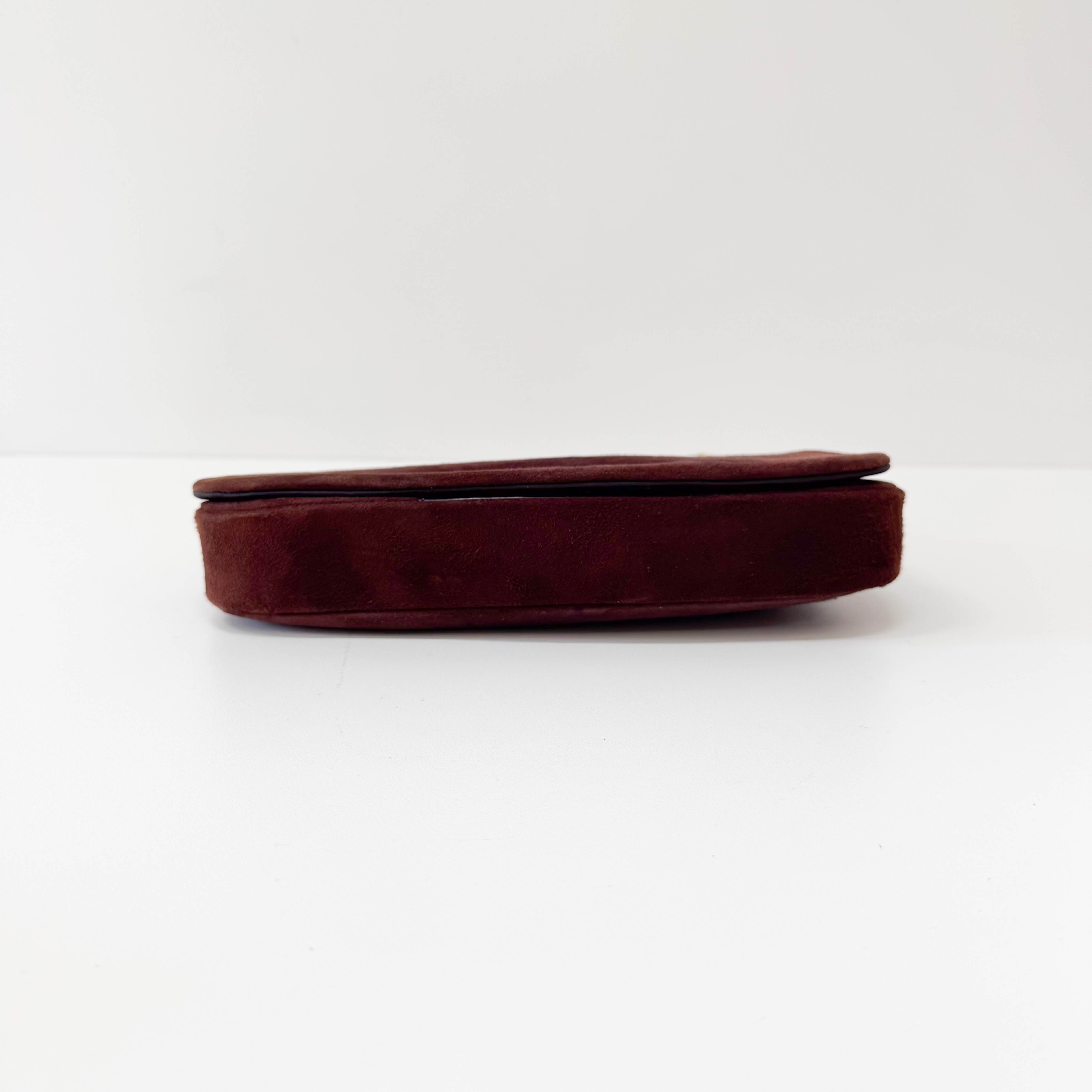 Malice Pearl Brown Suede Shoulder Bag