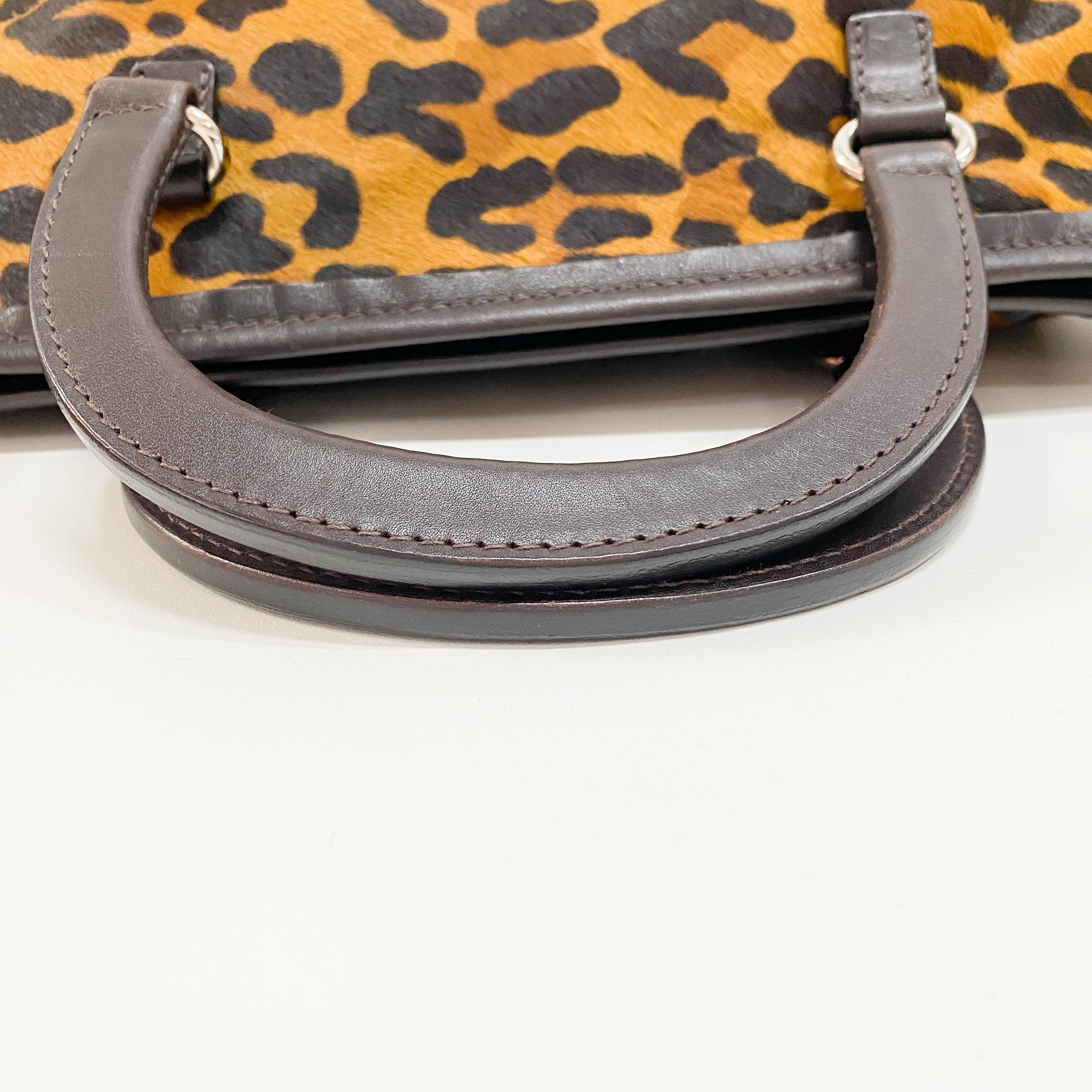 Leopard Print Pony Hair Handle Bag