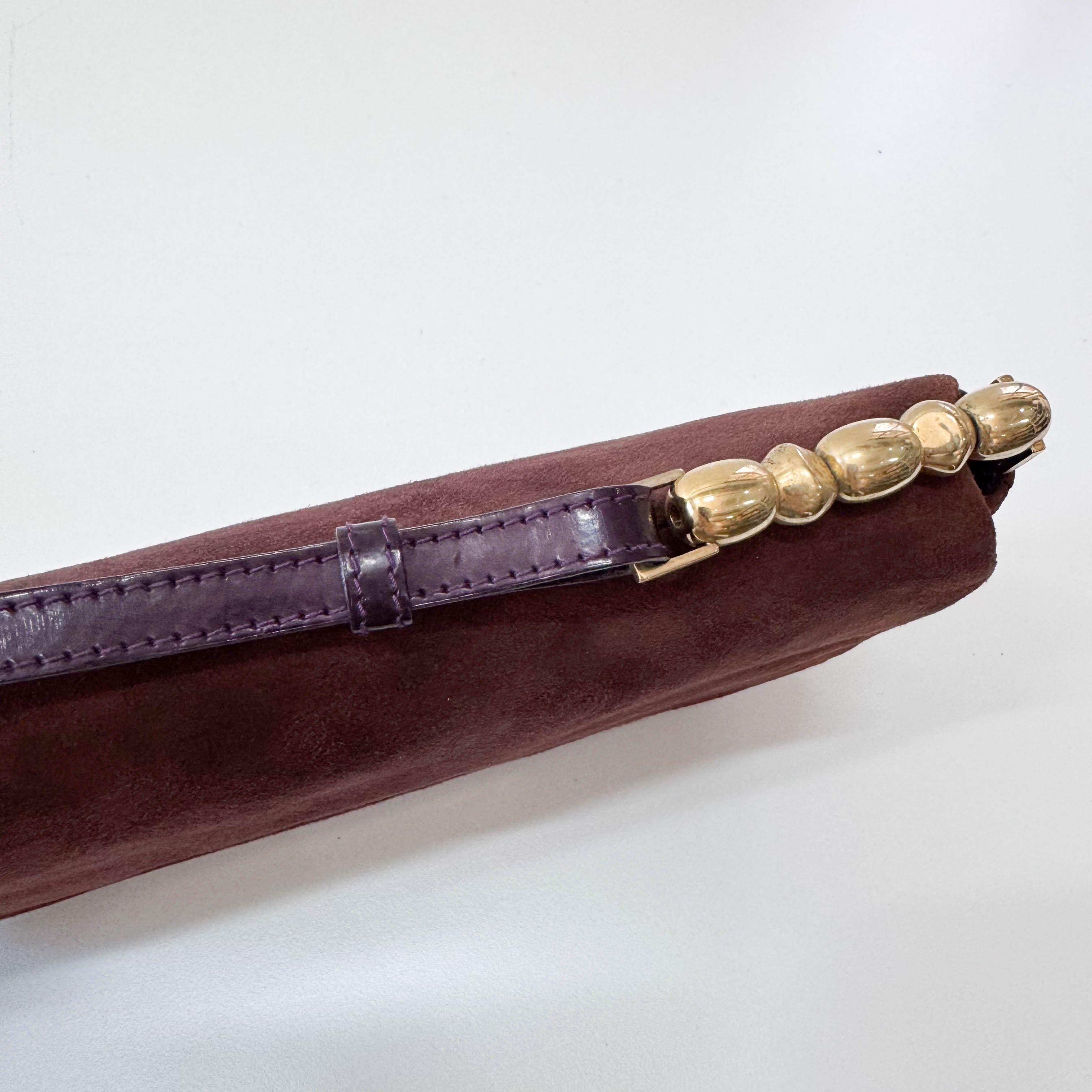 Malice Pearl Brown Suede Shoulder Bag