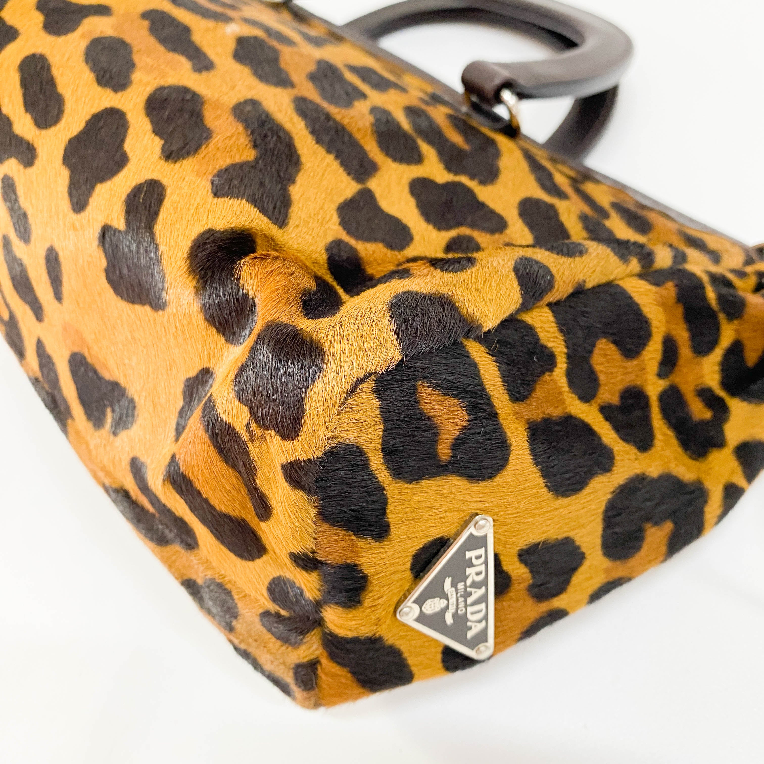 Leopard Print Pony Hair Handle Bag