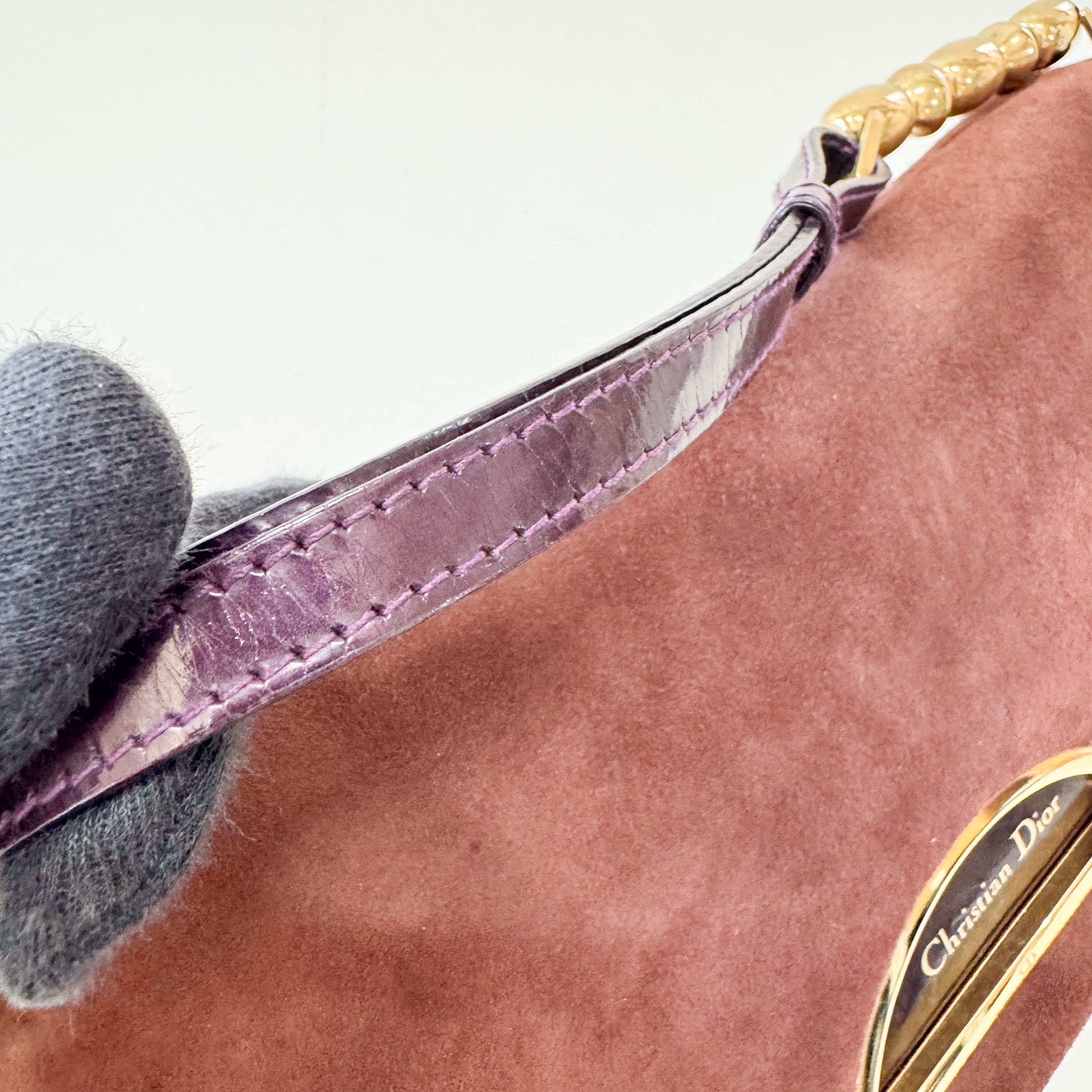 Malice Pearl Brown Suede Shoulder Bag