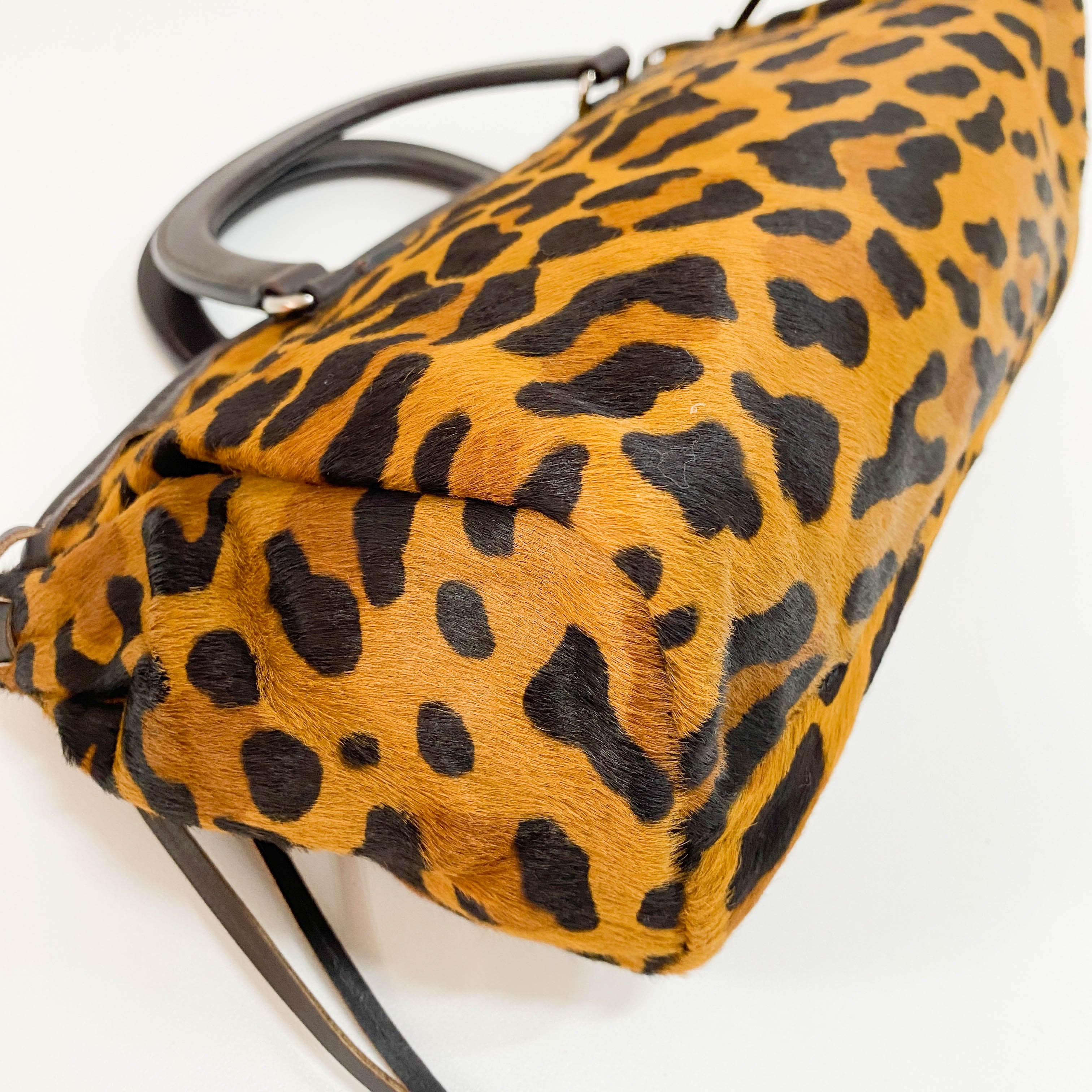 Leopard Print Pony Hair Handle Bag