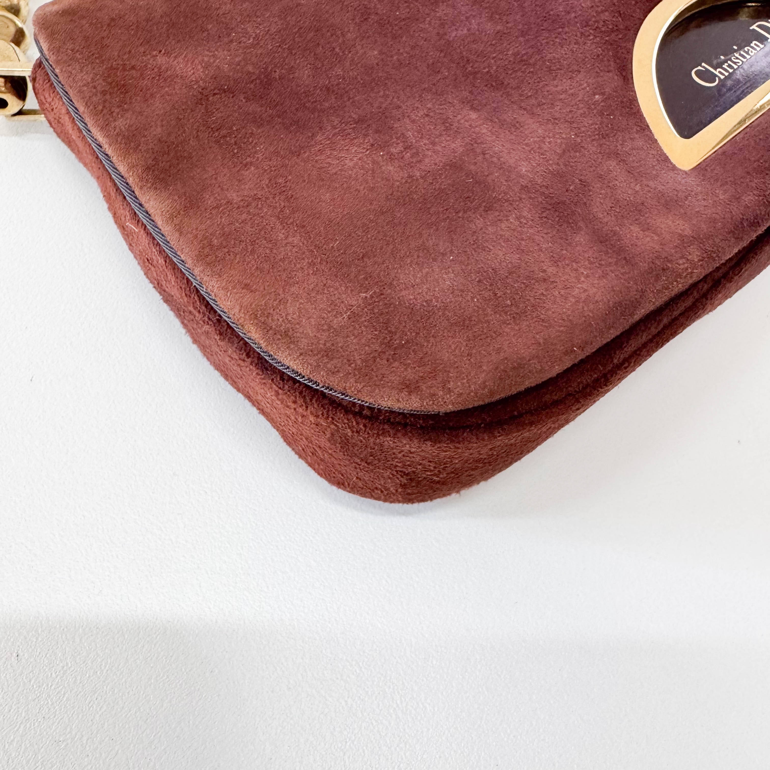 Malice Pearl Brown Suede Shoulder Bag