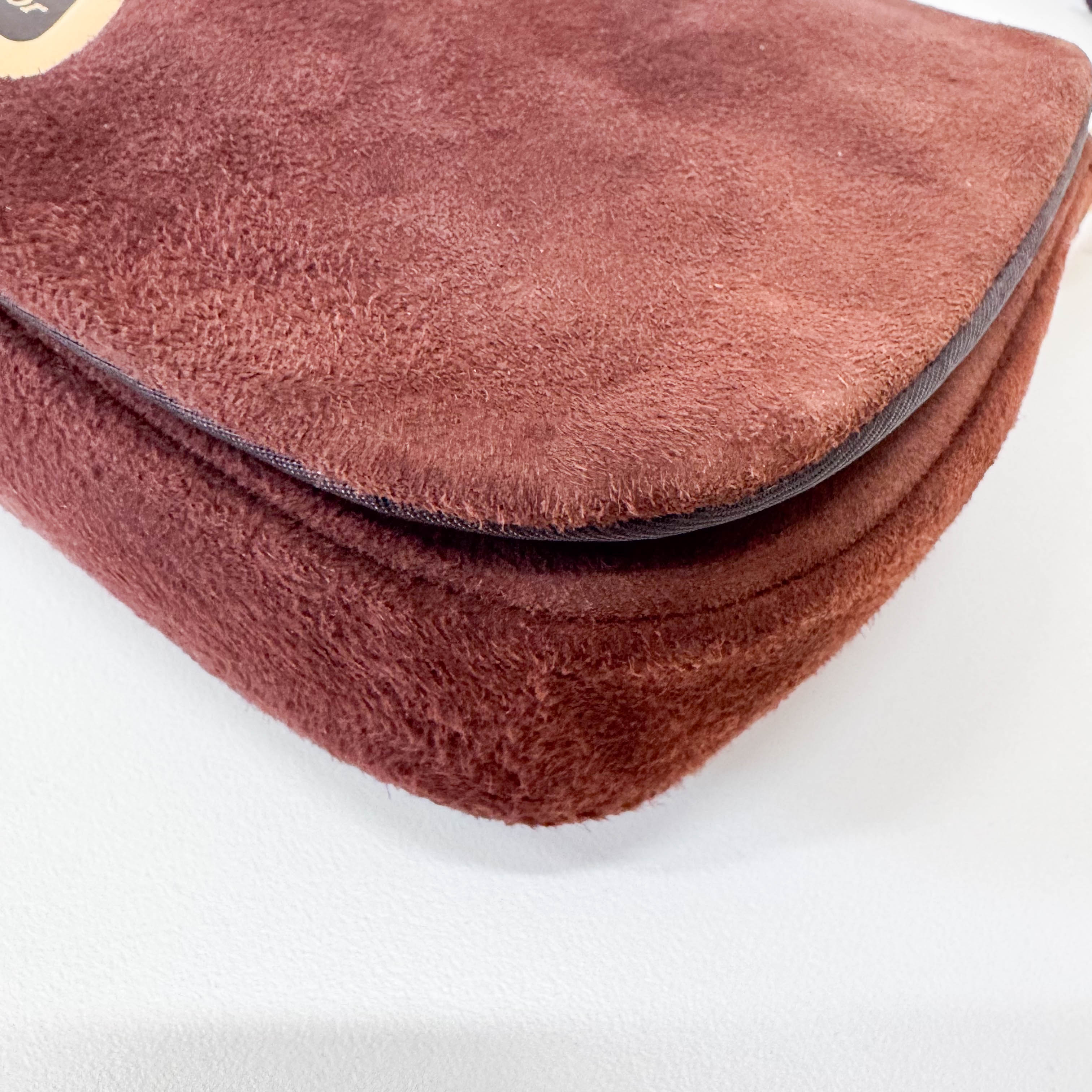 Malice Pearl Brown Suede Shoulder Bag
