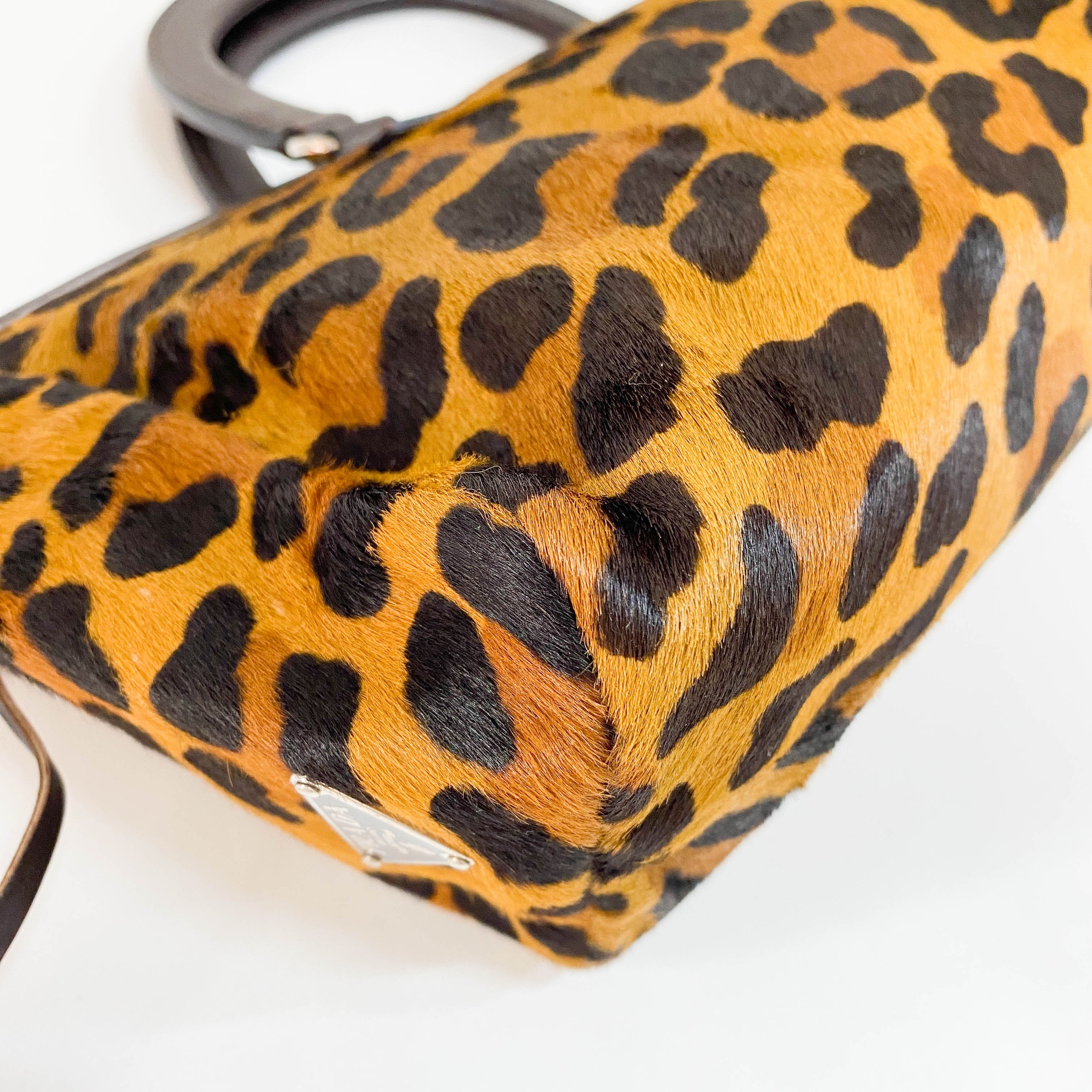 Leopard Print Pony Hair Handle Bag