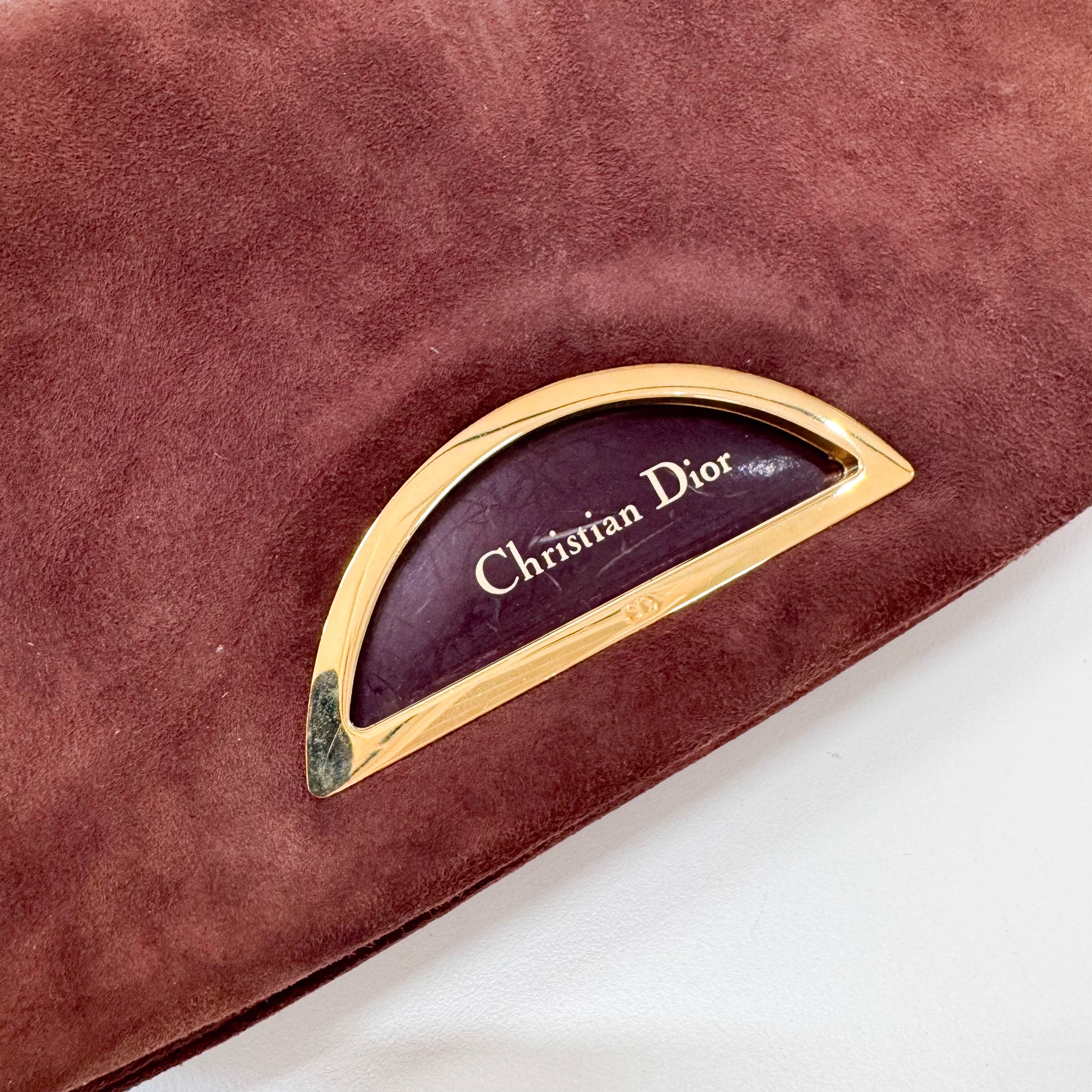 Malice Pearl Brown Suede Shoulder Bag