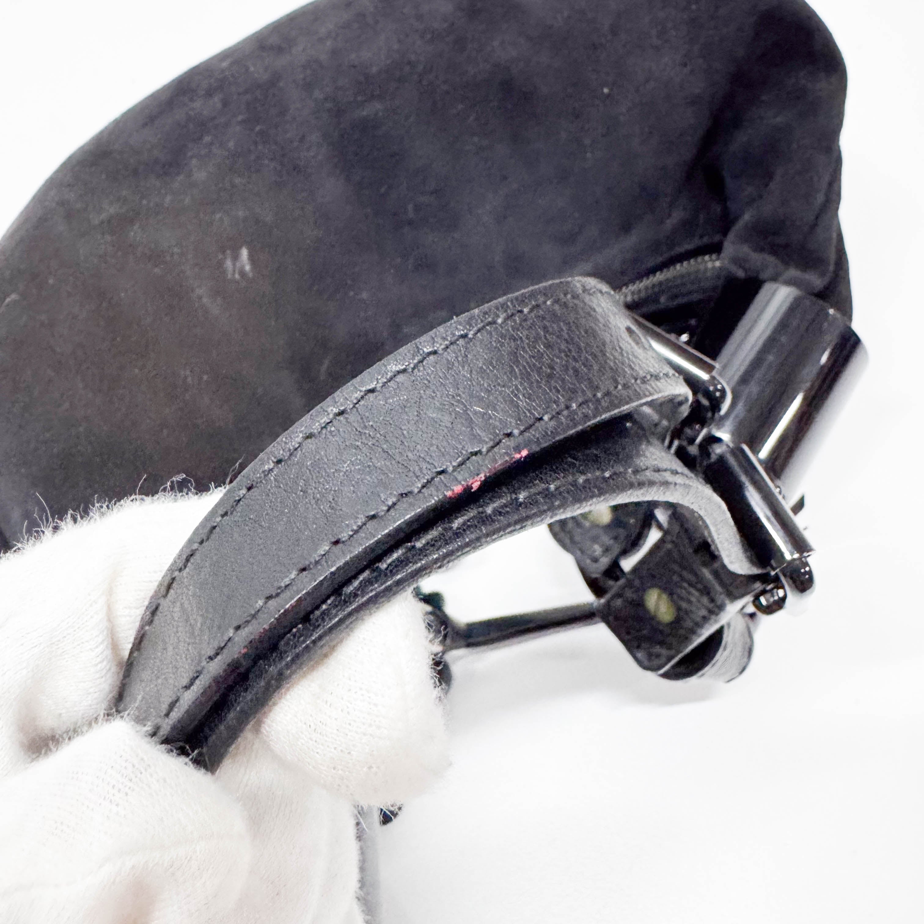 Black Suede Beaded Shoulder Bag