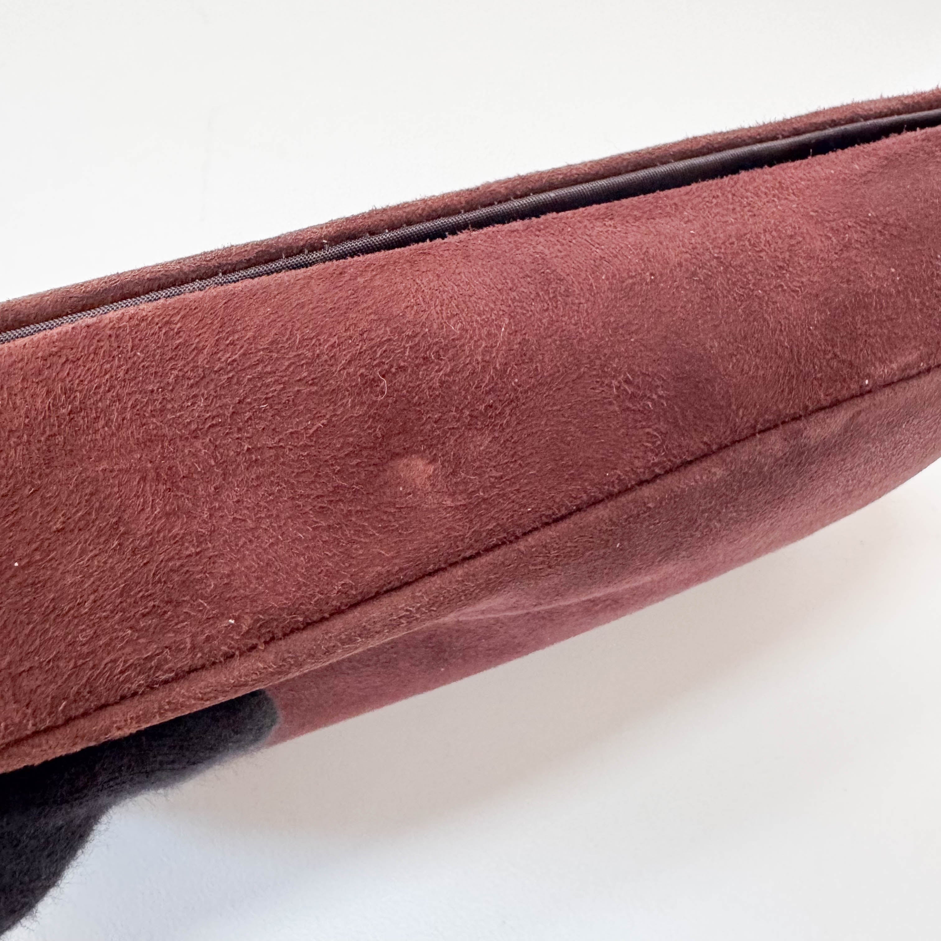 Malice Pearl Brown Suede Shoulder Bag