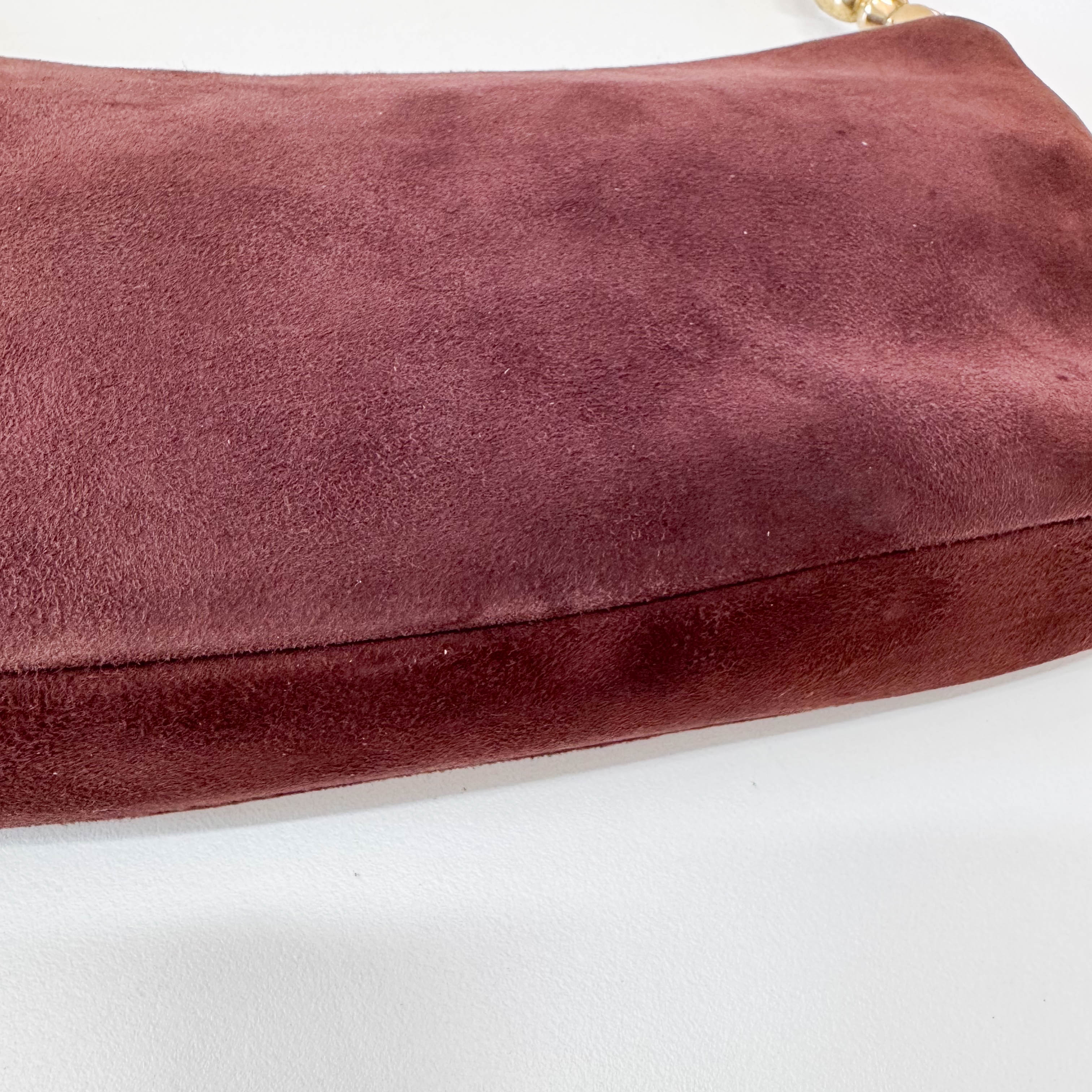 Malice Pearl Brown Suede Shoulder Bag